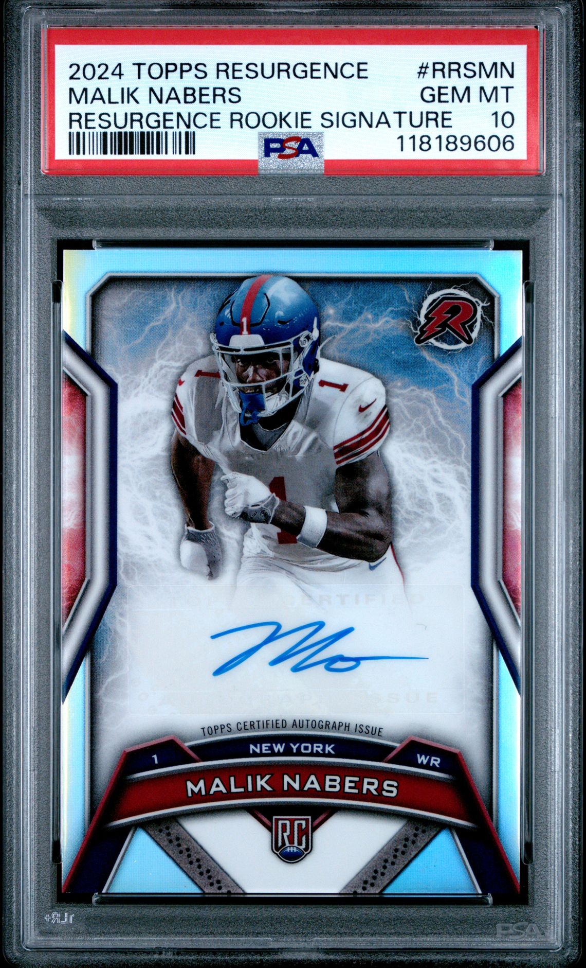 2024 Topps Resurgence Resurgence Rookie Signatures Malik Nabers #Rrsmn (Resurgence Rookie Signature) Gem Mt 10 front