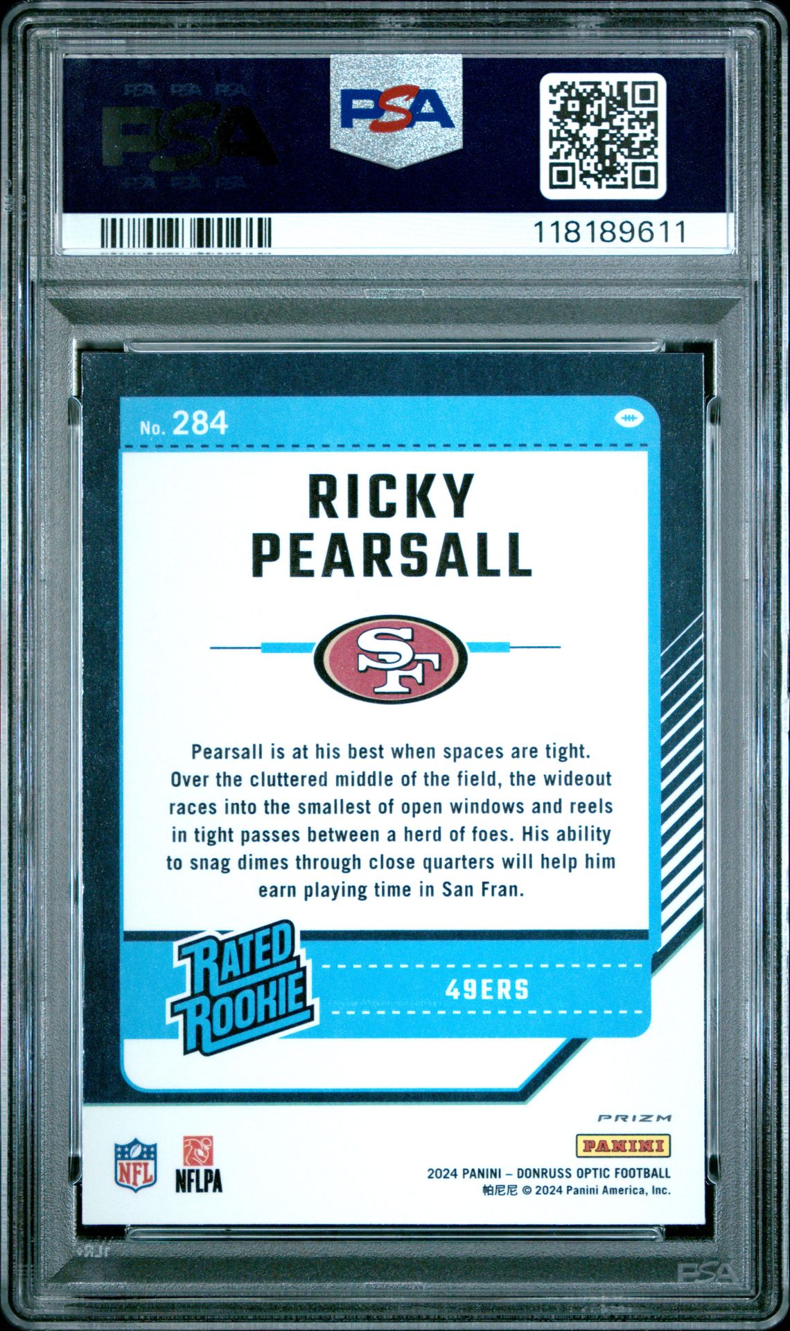 2024 Panini Donruss Optic Ricky Pearsall #284 (Fire) Mint 9 back