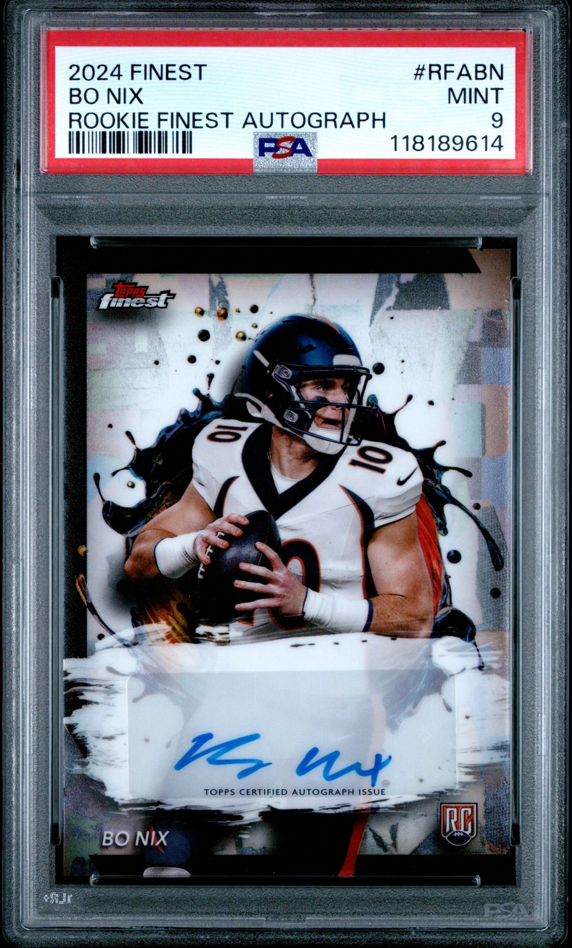 2024 Topps Finest Rookie Finest Autographs Bo Nix #Rfabn Mint 9 front