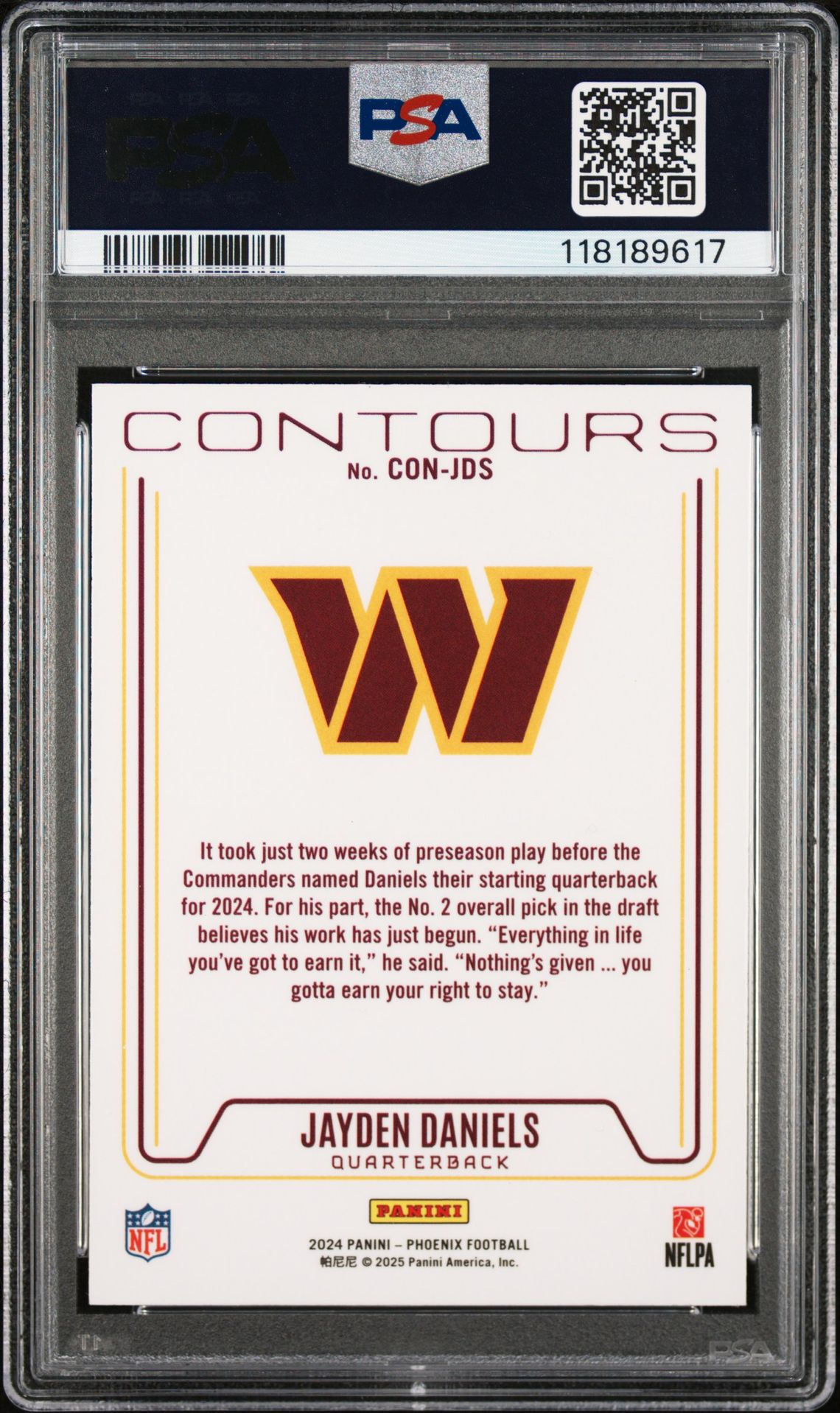 2024 Panini Phoenix Contours Jayden Daniels #Conjds Mint 9 back