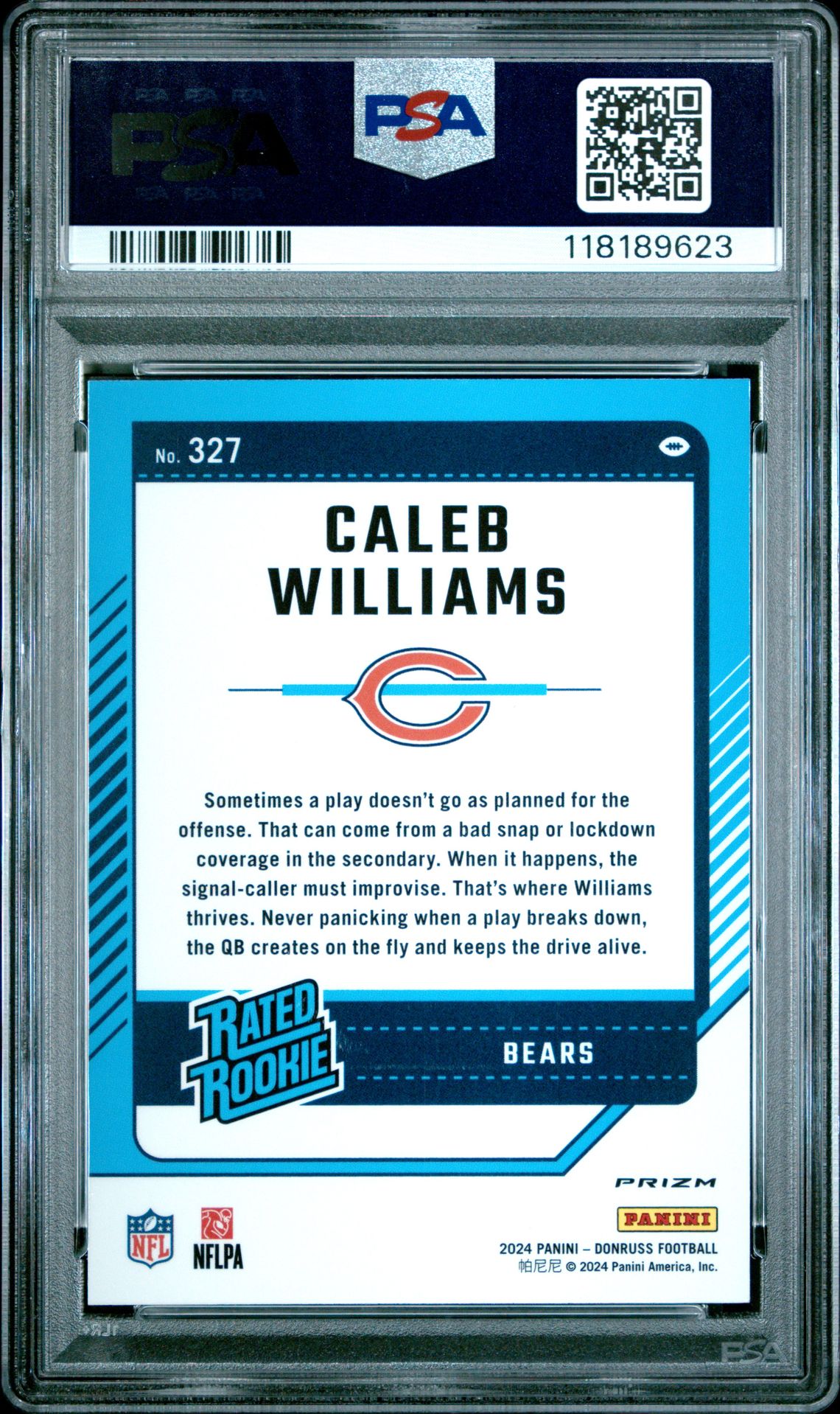 2024 Panini Donruss Caleb Williams #327 (Optic Preview-Red Wave) Gem Mt 10 back