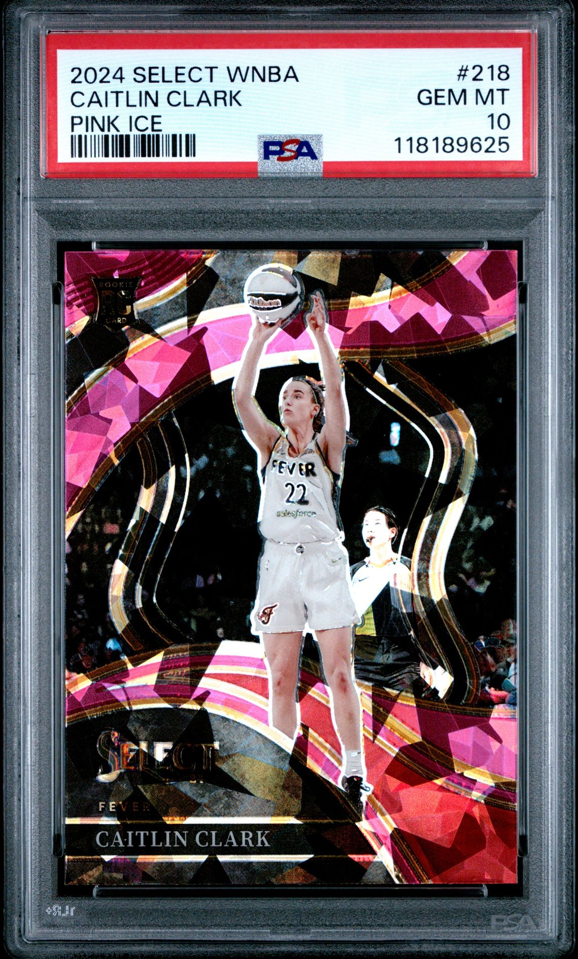 2024 Panini Select Wnba Caitlin Clark #218 (Pink Ice) Gem Mt 10 front