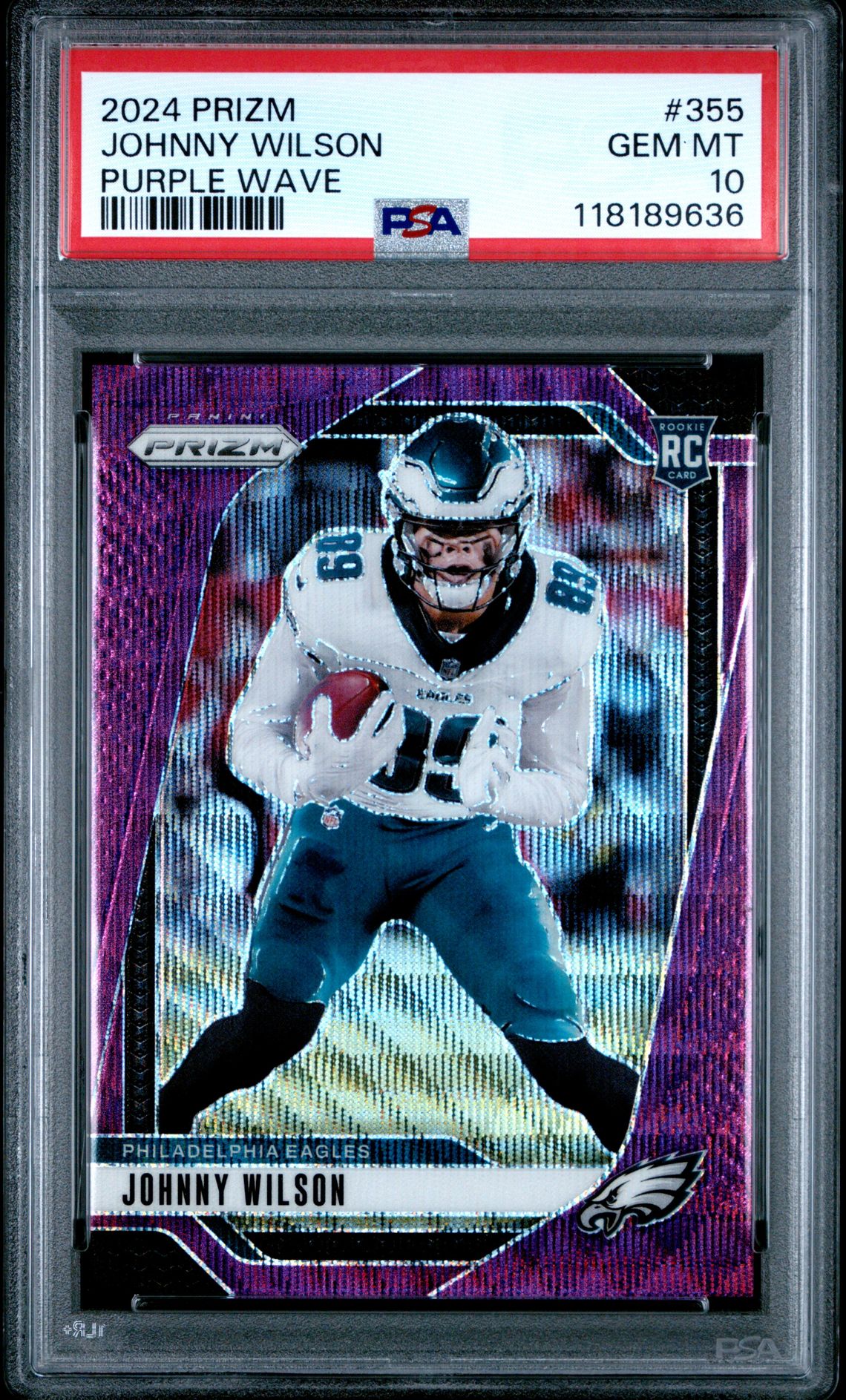 2024 Panini Prizm Johnny Wilson #355 (Purple Wave) Gem Mt 10 front