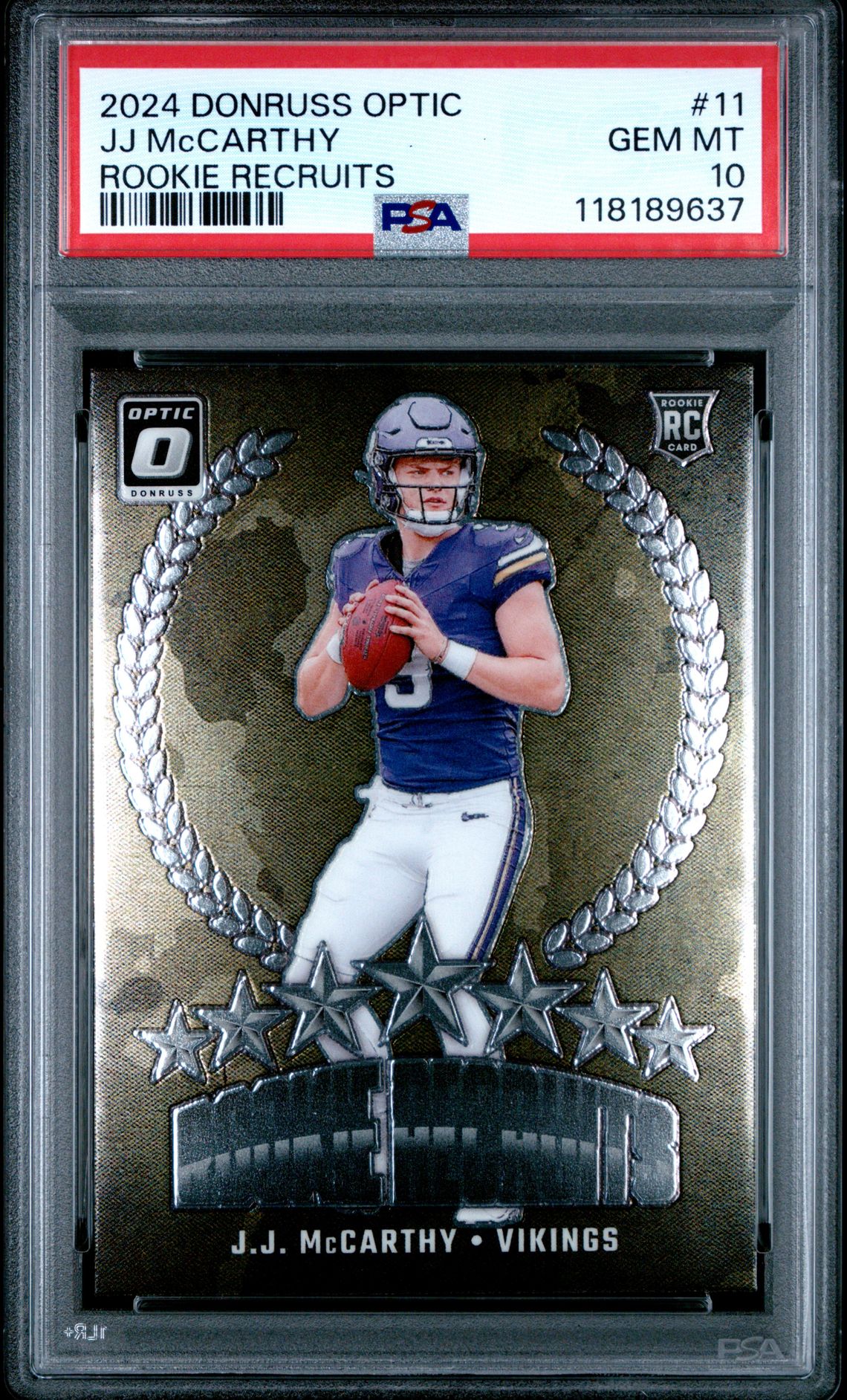 2024 Panini Donruss Optic Rookie Recruits Jj Mccarthy #11 Gem Mt 10 front