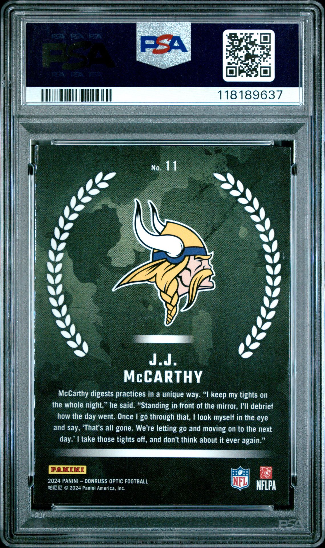 2024 Panini Donruss Optic Rookie Recruits Jj Mccarthy #11 Gem Mt 10 back