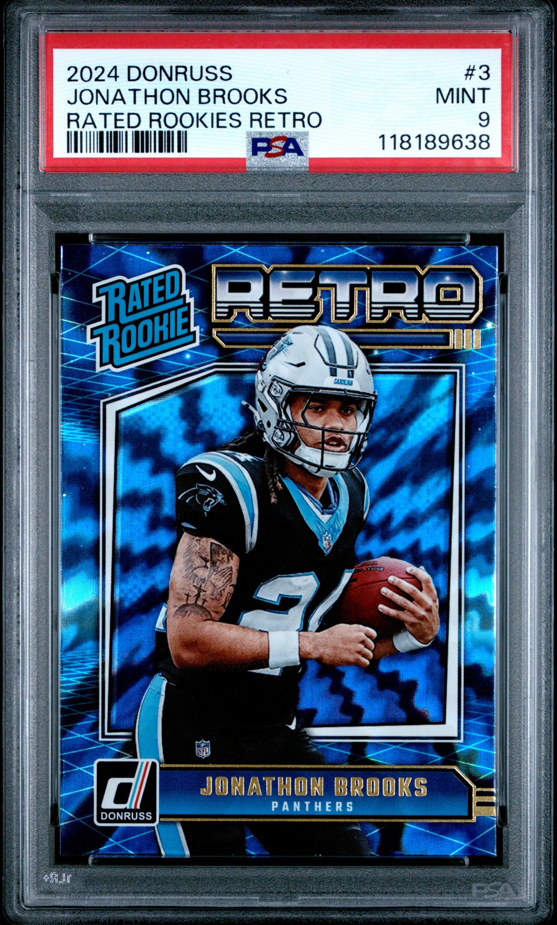 2024 Panini Donruss Rated Rookies Retro Jonathon Brooks #3 Mint 9 front