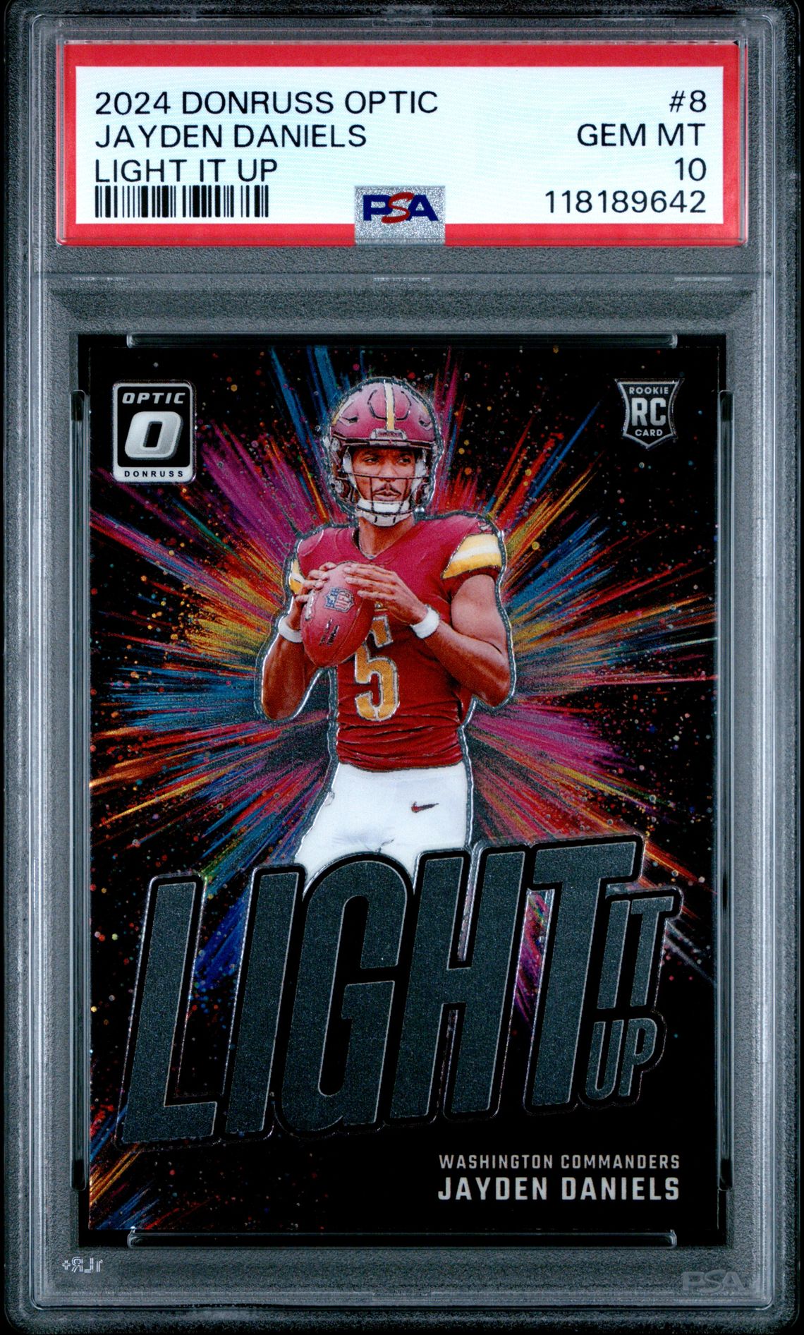 2024 Panini Donruss Optic Light It Up Jayden Daniels #8 Gem Mt 10 front