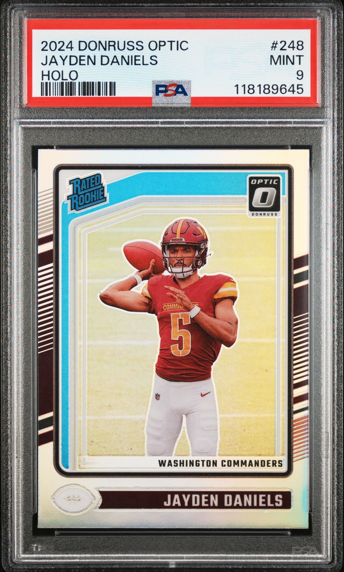 2024 Panini Donruss Optic Jayden Daniels #248 (Holo) Mint 9 front