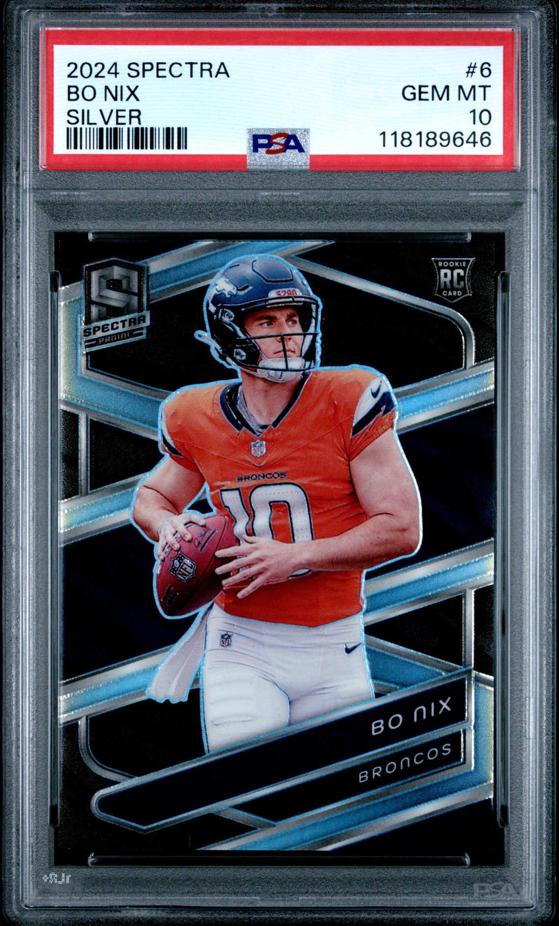 2024 Panini Spectra Bo Nix #6 (Silver) Gem Mt 10 front