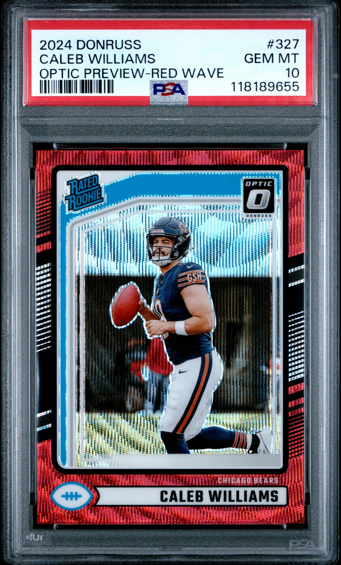 2024 Panini Donruss Caleb Williams #327 (Optic Preview-Red Wave) Gem Mt 10 front