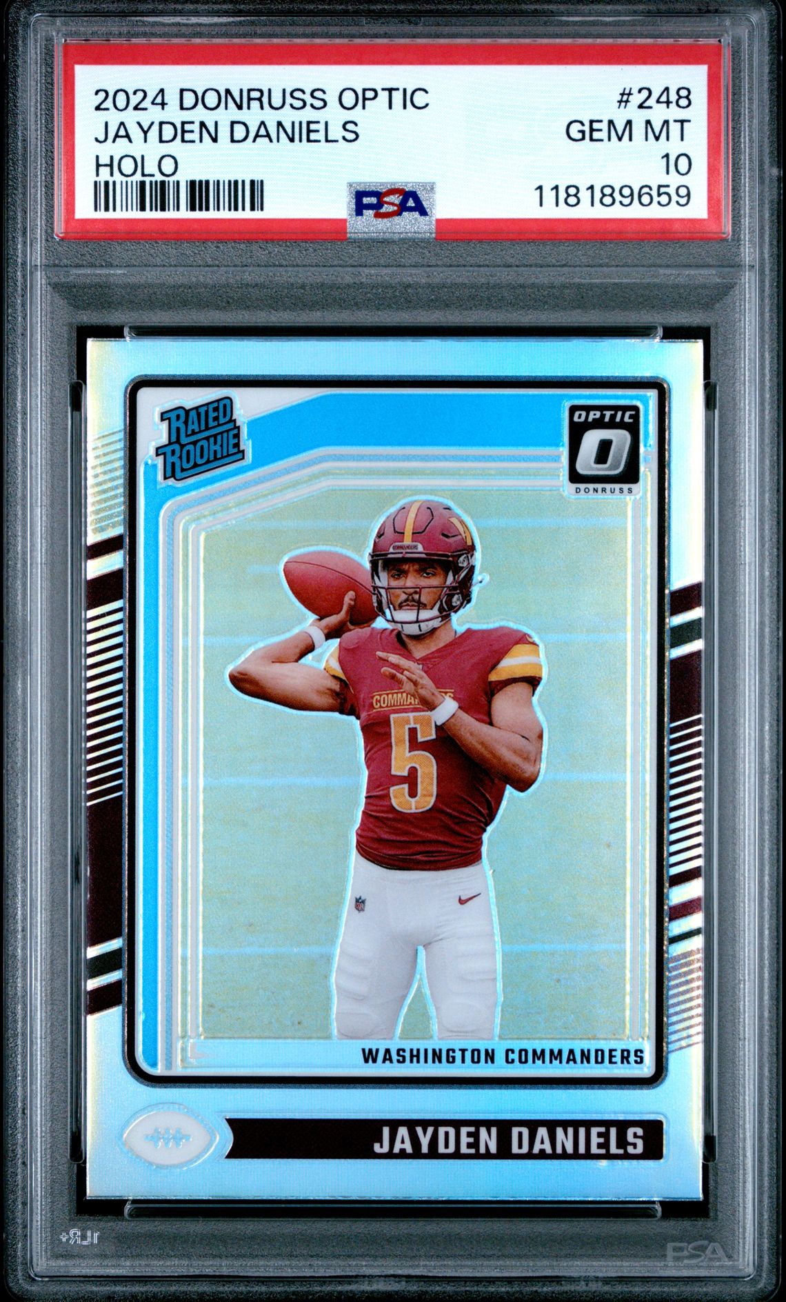 2024 Panini Donruss Optic Jayden Daniels #248 (Holo) Gem Mt 10 front
