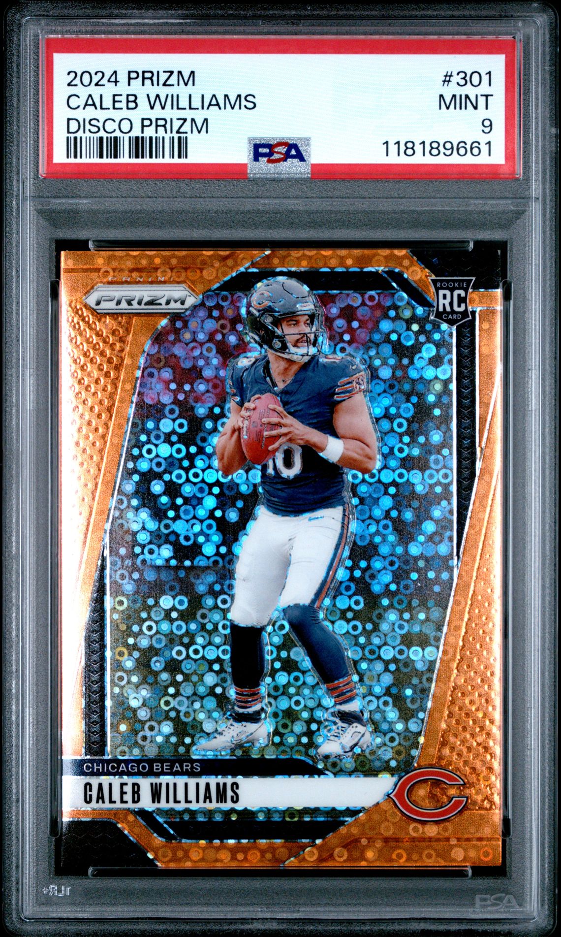 2024 Panini Prizm Caleb Williams #301 (Disco Prizm) Mint 9 front