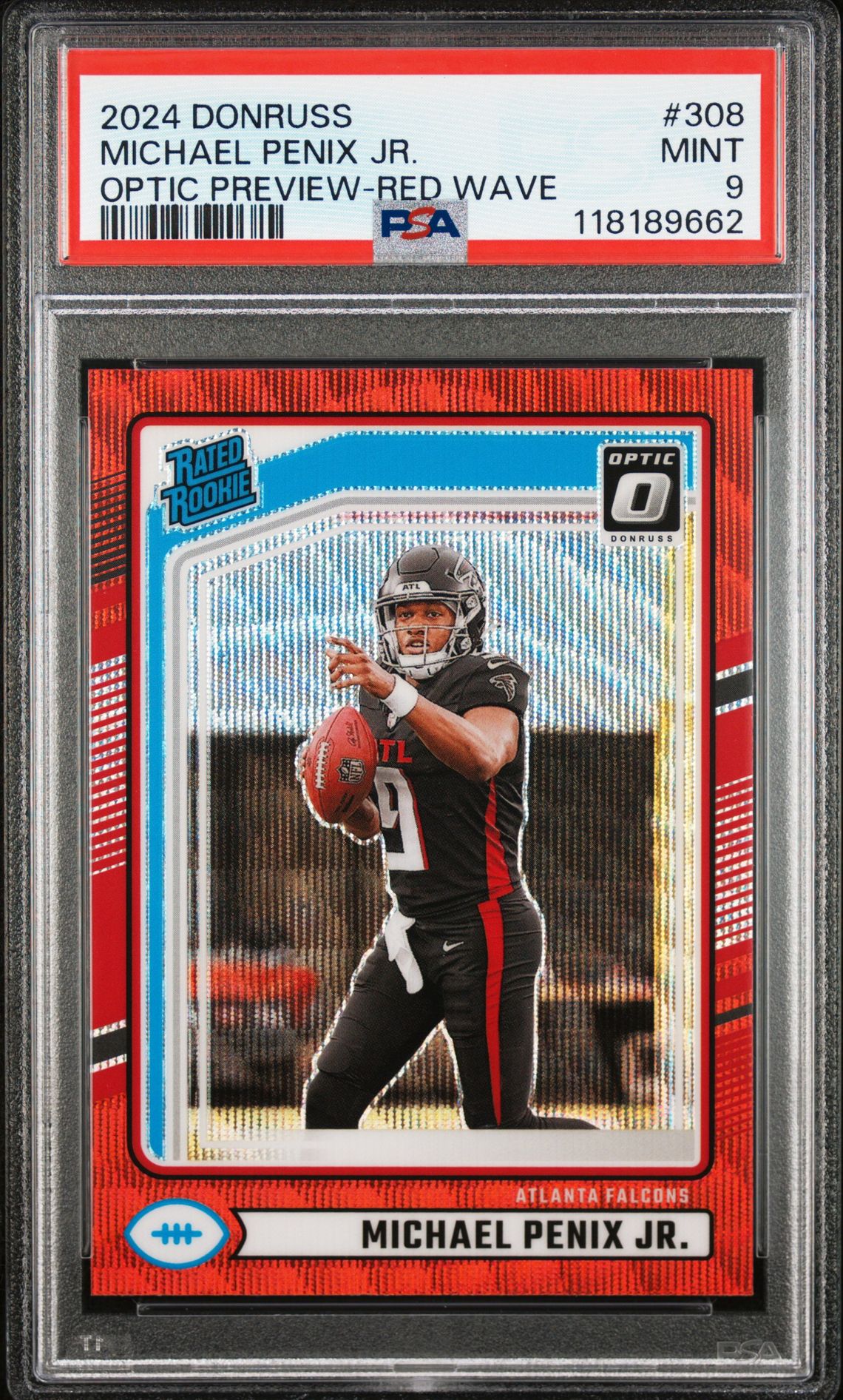 2024 Panini Donruss Michael Penix Jr. #308 (Optic Preview-Red Wave) Mint 9 front