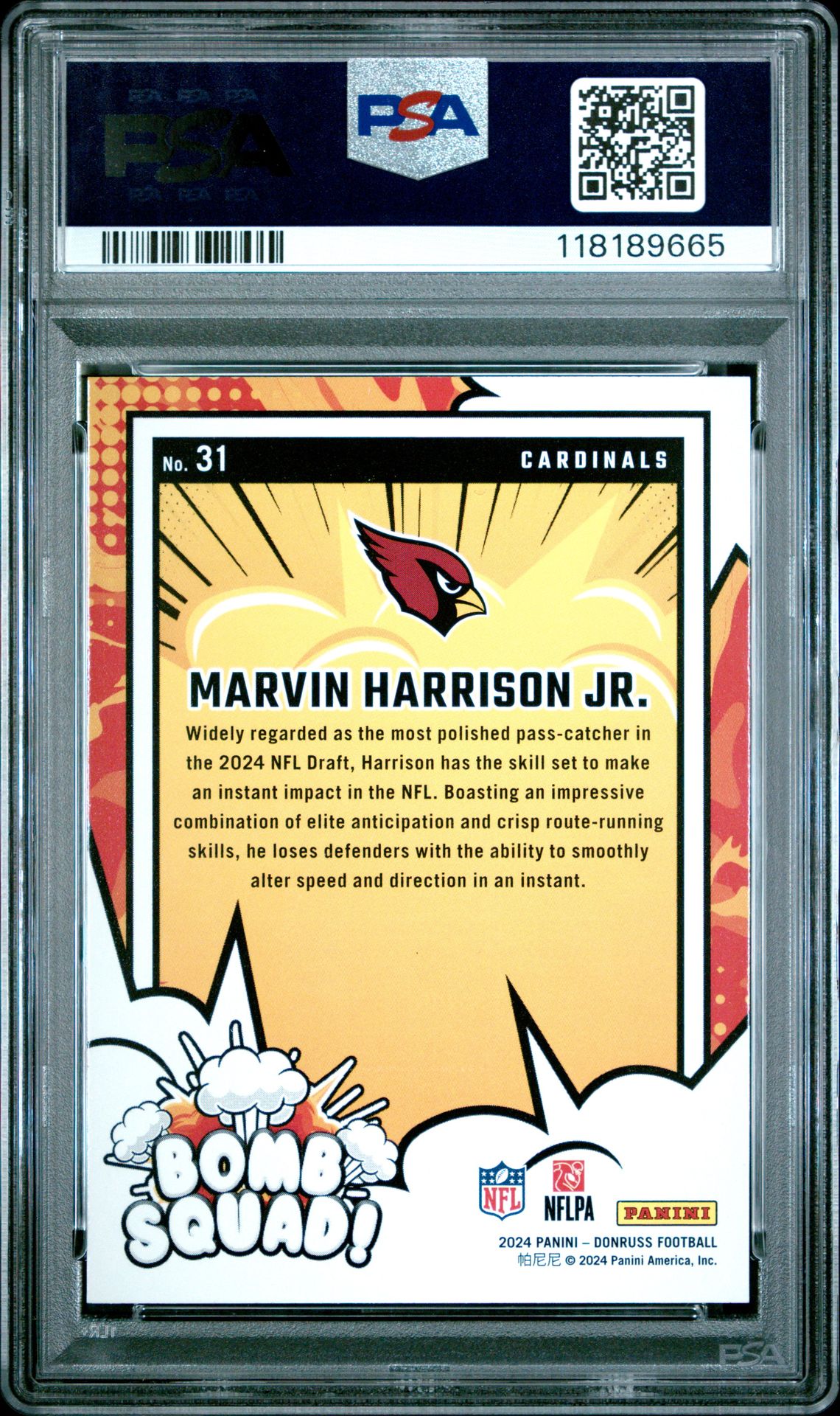 2024 Panini Donruss Bomb Squad Marvin Harrison Jr. #31 Mint 9 back