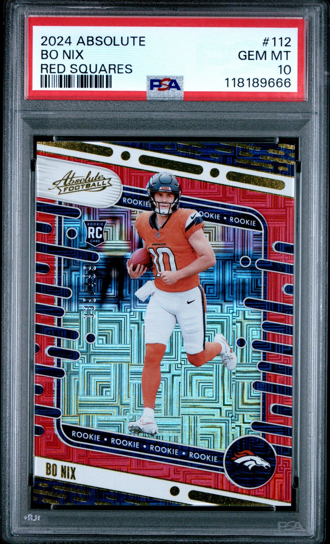 2024 Panini Absolute Bo Nix #112 (Red Squares) Gem Mt 10 front