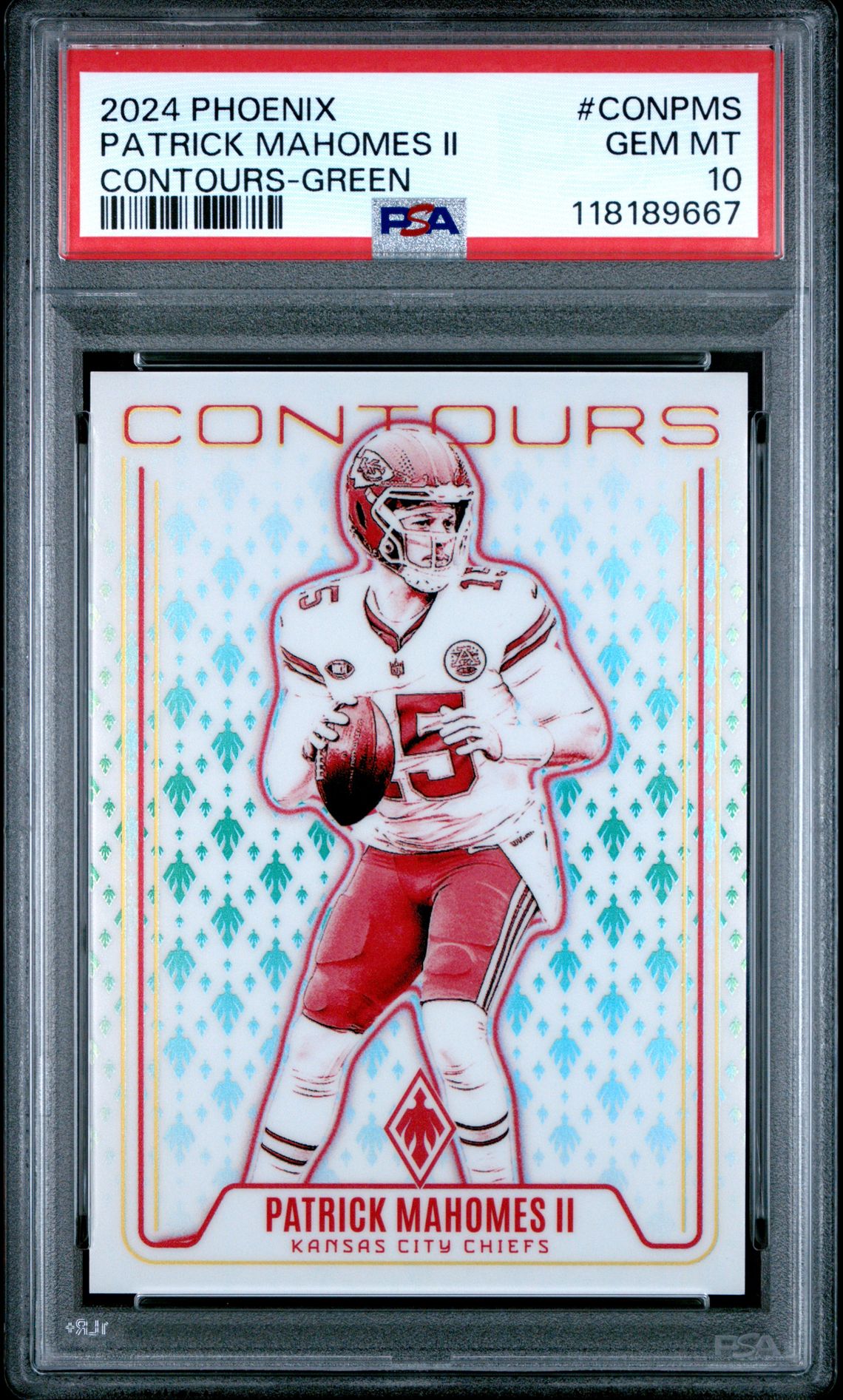 2024 Panini Phoenix Contours Patrick Mahomes Ii #Conpms (Contours-Green) Gem Mt 10 front