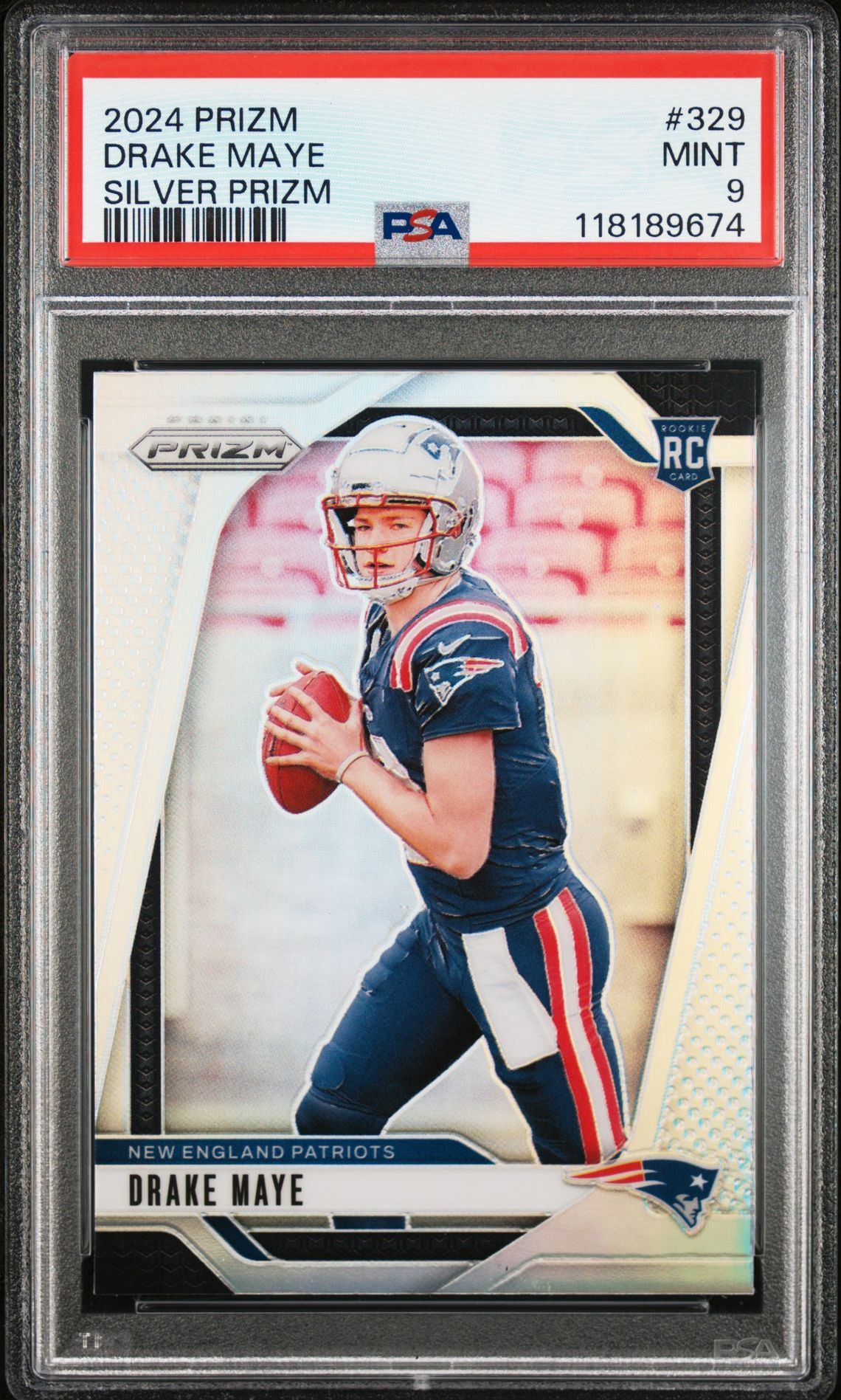 2024 Panini Prizm Drake Maye #329 (Silver Prizm) Mint 9 front