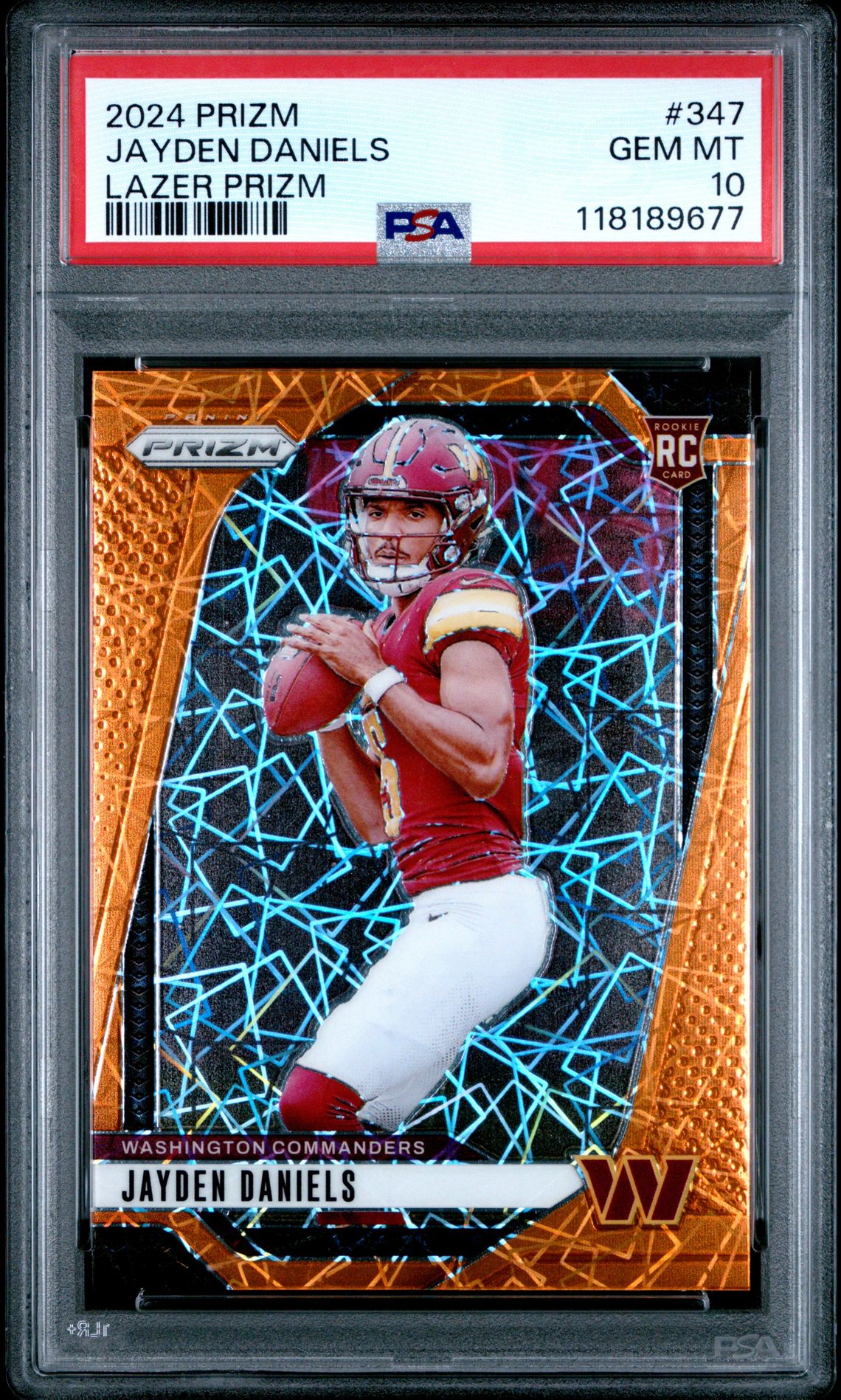 2024 Panini Prizm Jayden Daniels #347 (Lazer Prizm) Gem Mt 10 front