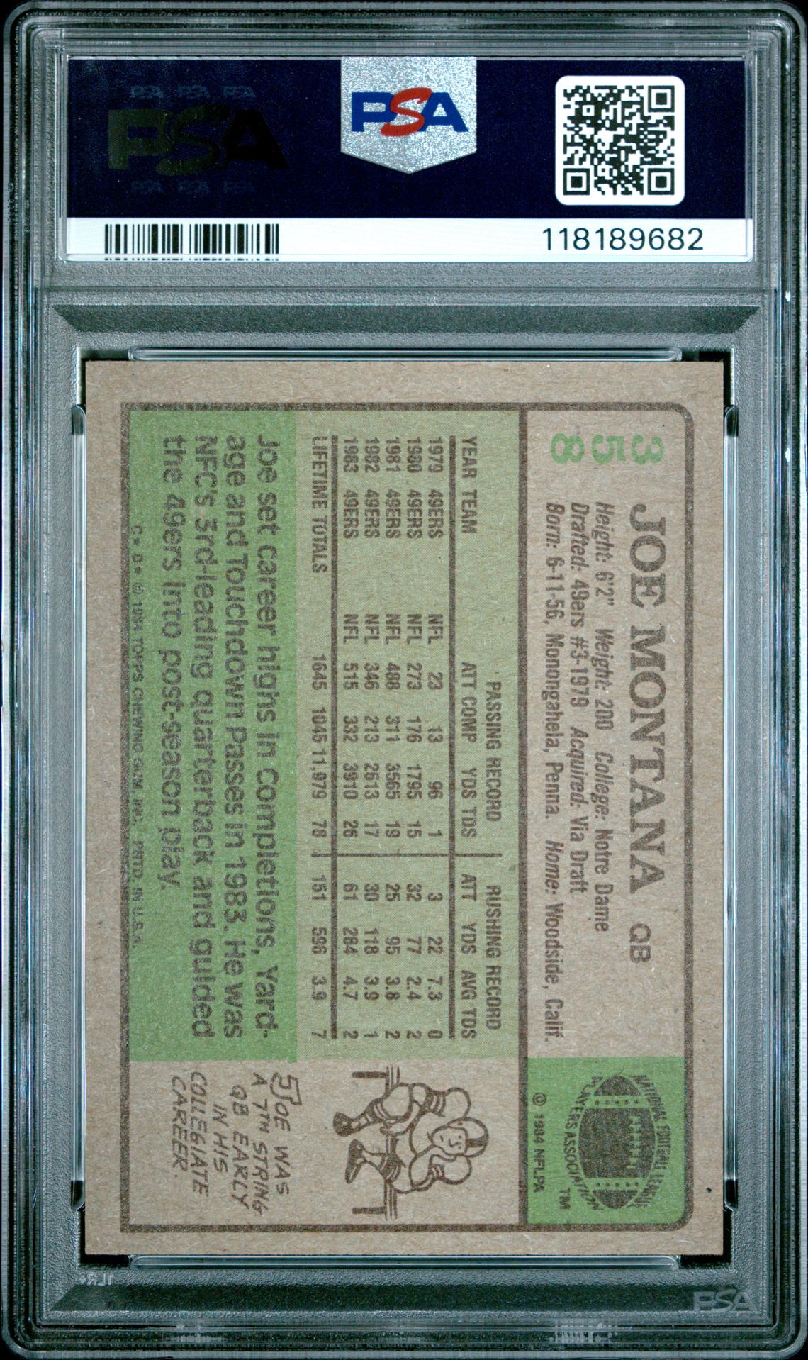 1984 Topps Joe Montana #358 Nm-Mt 8 back