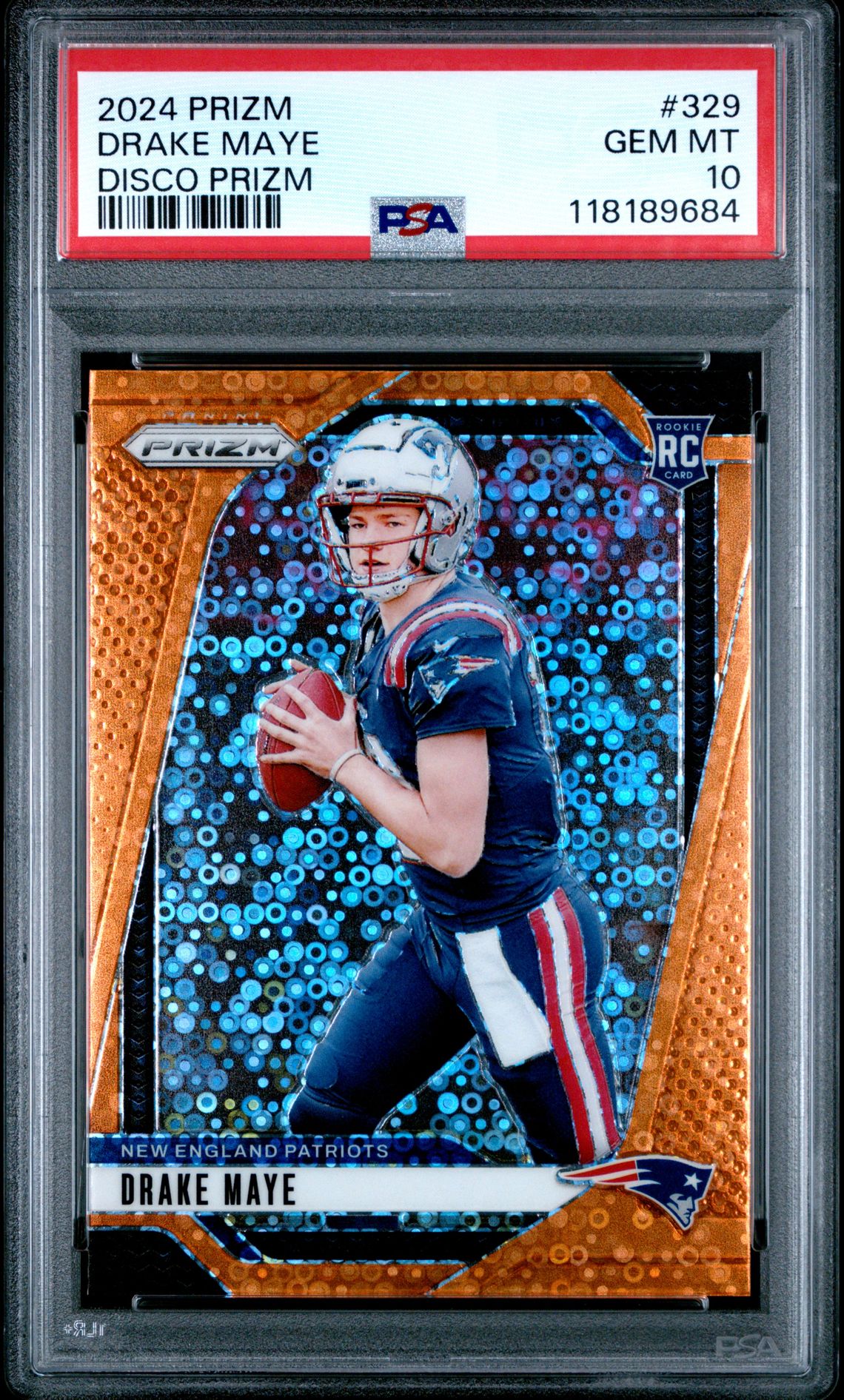 2024 Panini Prizm Drake Maye #329 (Disco Prizm) Gem Mt 10 front