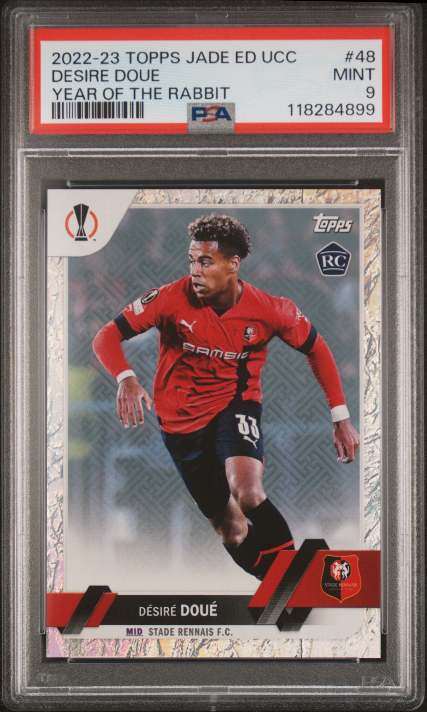 2022 #48 Desire Doue PSA 9 Topps Jade Edition UEFA Club Competitions