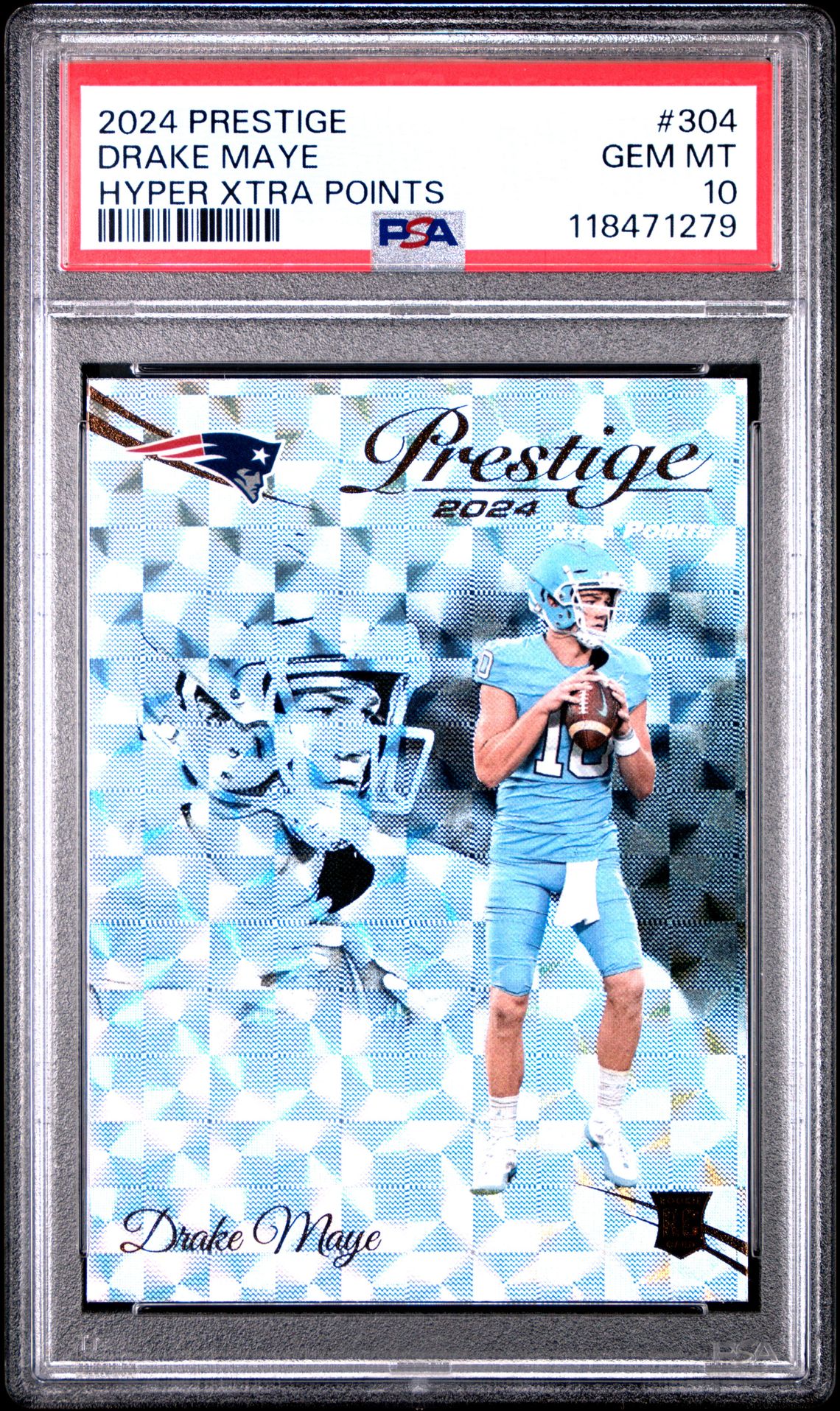 2024 Panini Prestige Drake Maye #304 (Hyper Xtra Points) Gem Mt 10 front