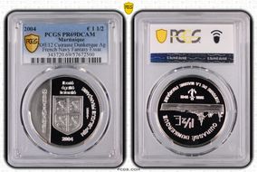 2004 € 1 1/2 X#E12 Cuirasse Dunkerque Ag French Navy Fantasy Essai PR69DCAM