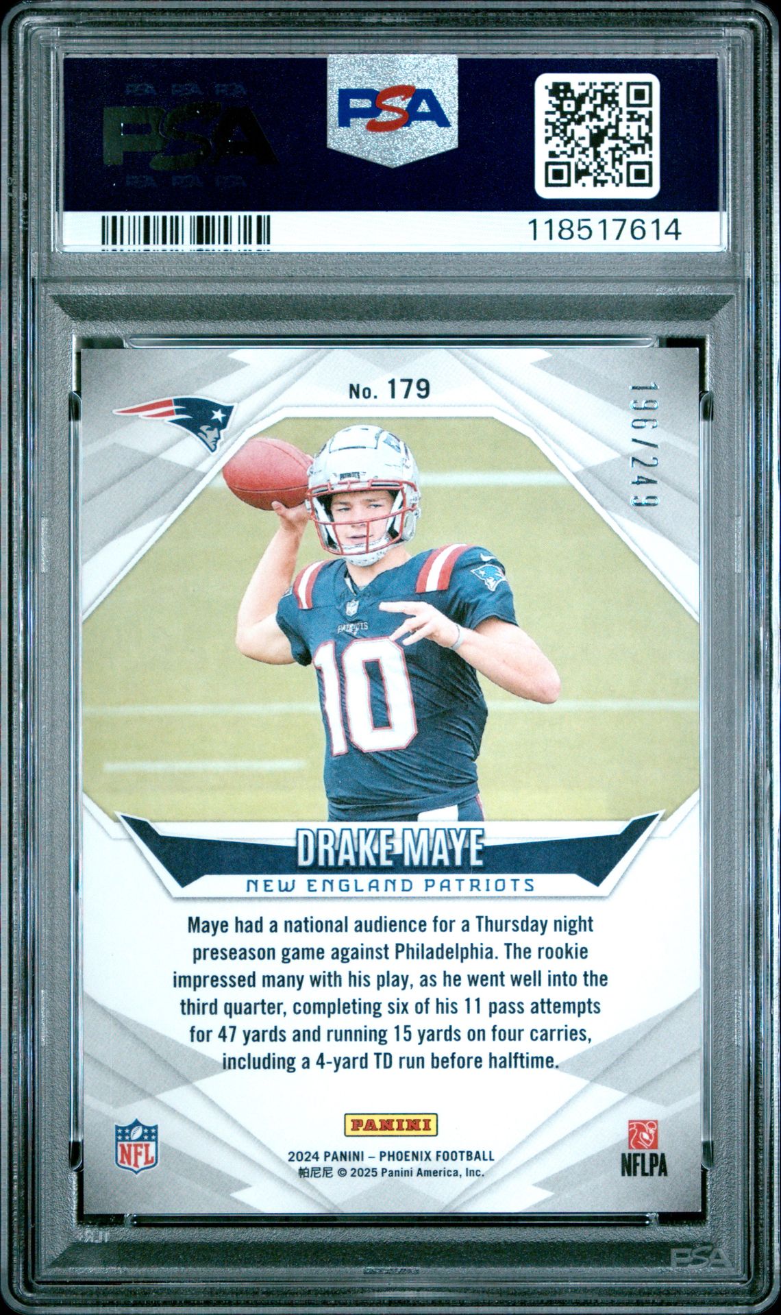 2024 Panini Phoenix Drake Maye #179 (Blue Fade) Nm-Mt 8 back