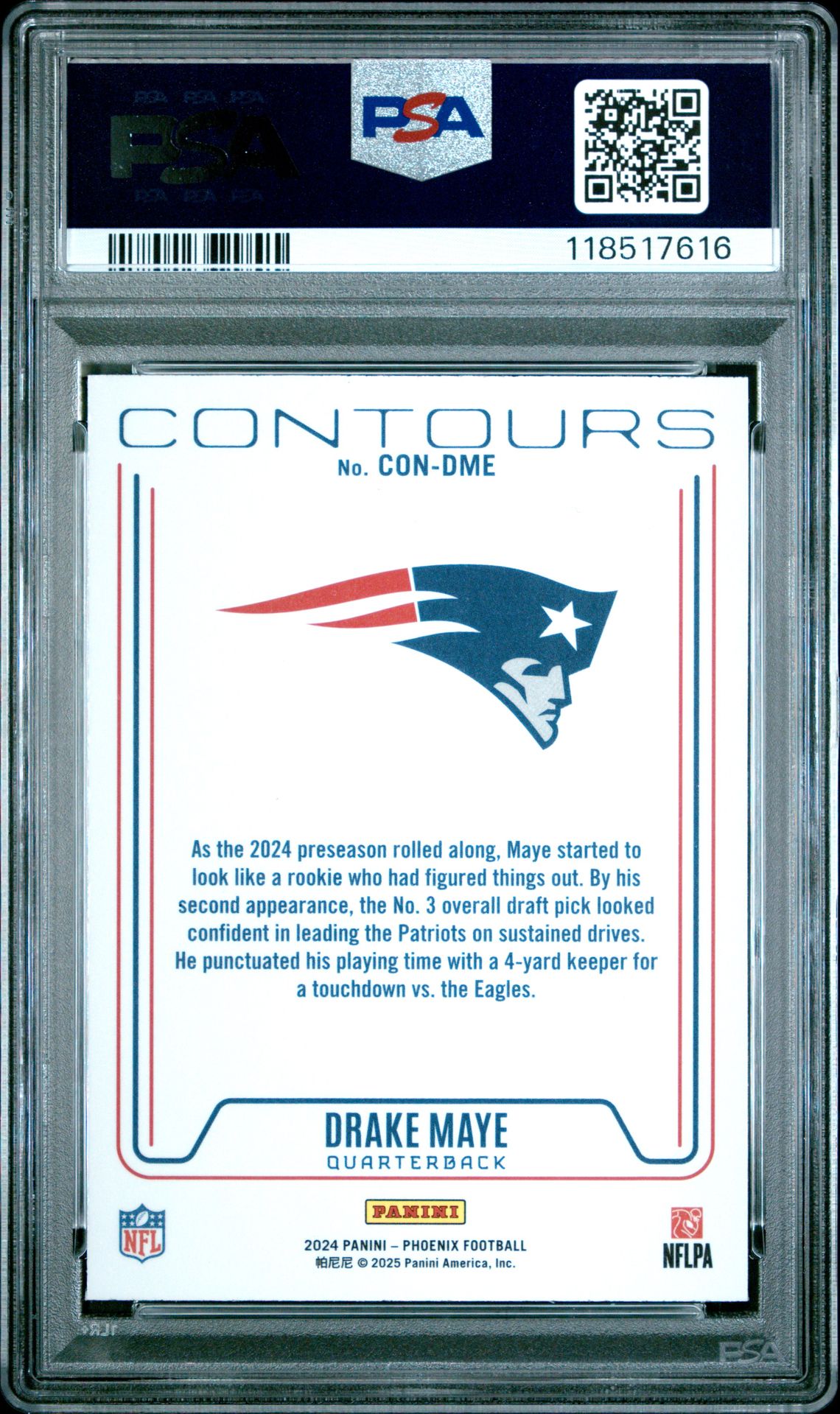 2024 Panini Phoenix Contours Drake Maye #Condme (Contours-Lazer) Nm 7 back