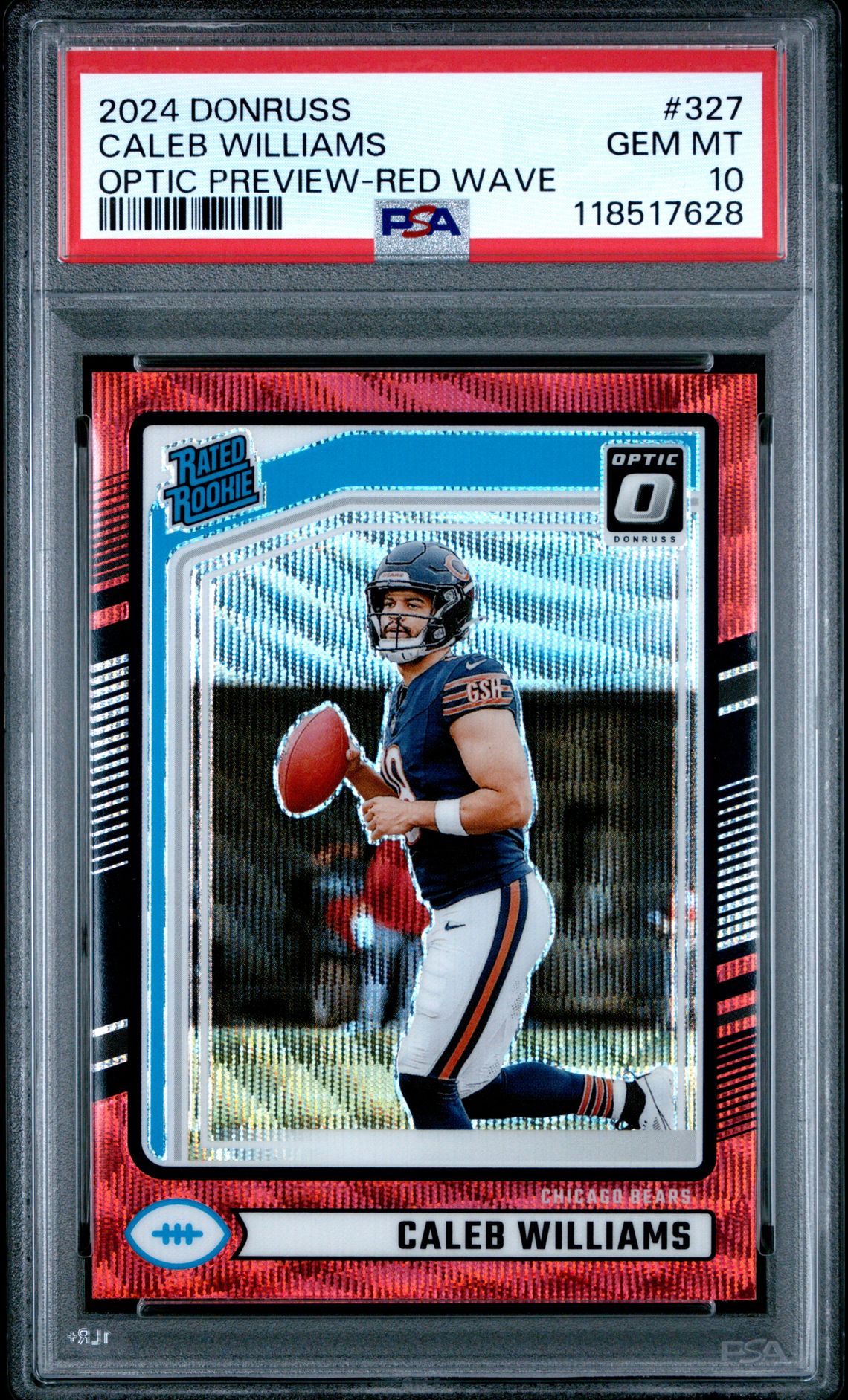 2024 Panini Donruss Caleb Williams #327 (Optic Preview-Red Wave) Gem Mt 10 front