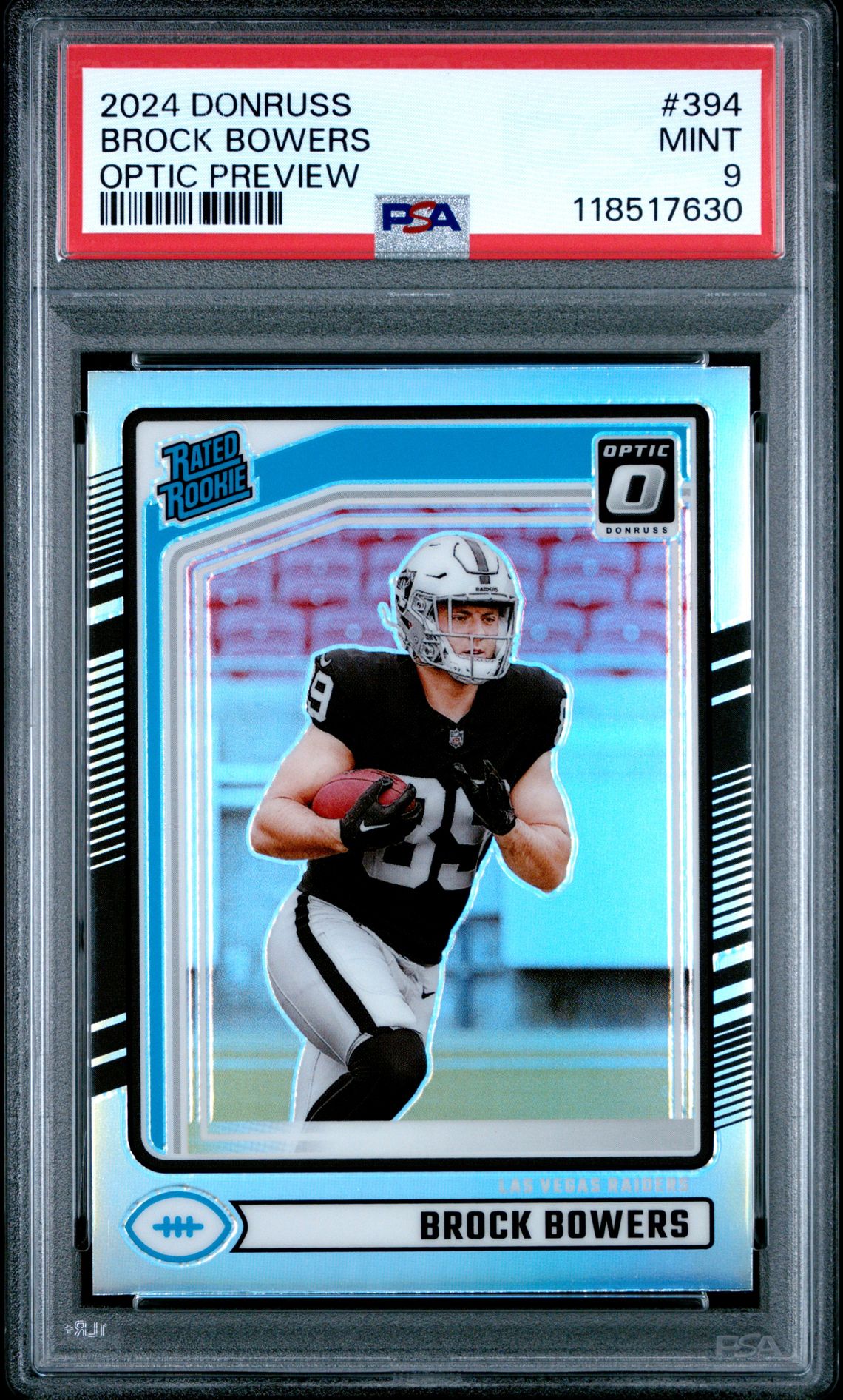 2024 Panini Donruss Brock Bowers #394 (Optic Preview) Mint 9 front