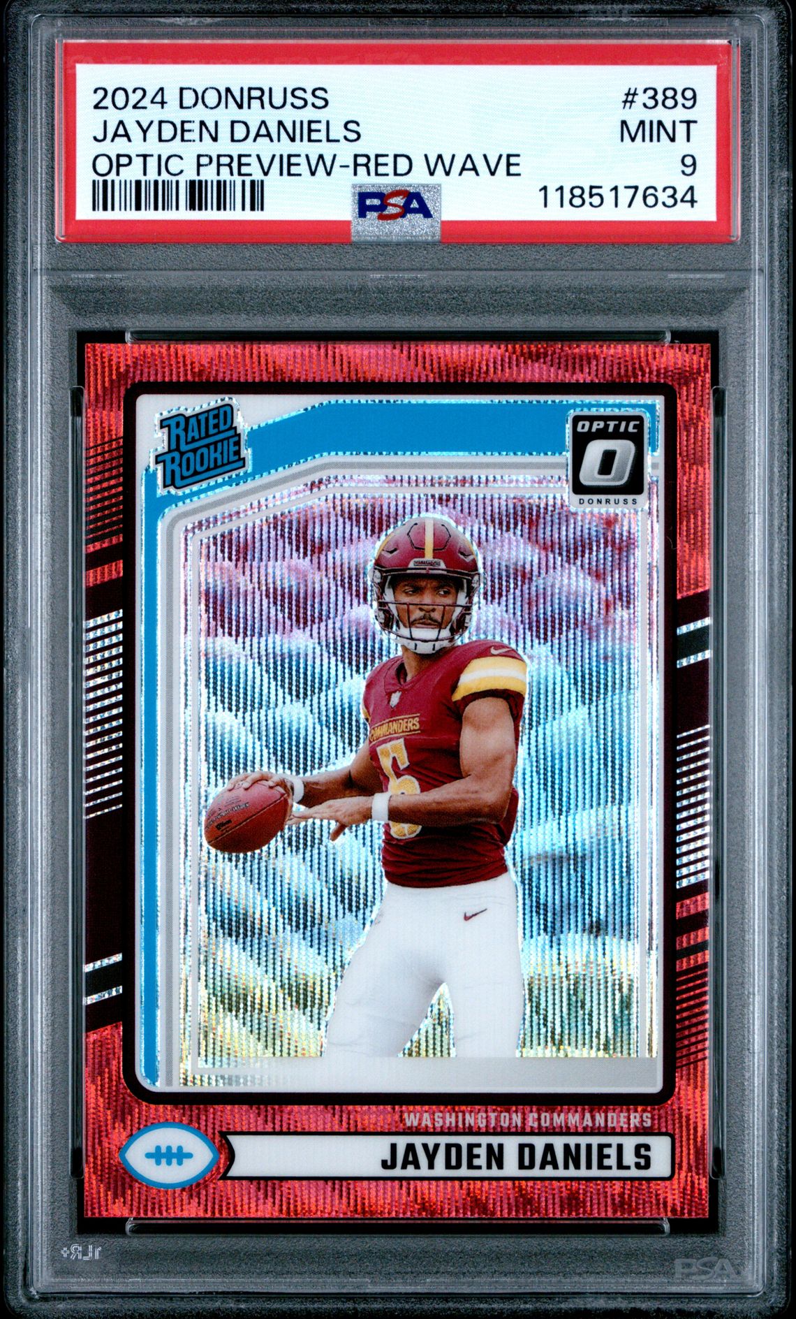 2024 Panini Donruss Jayden Daniels #389 (Optic Preview-Red Wave) Mint 9 front