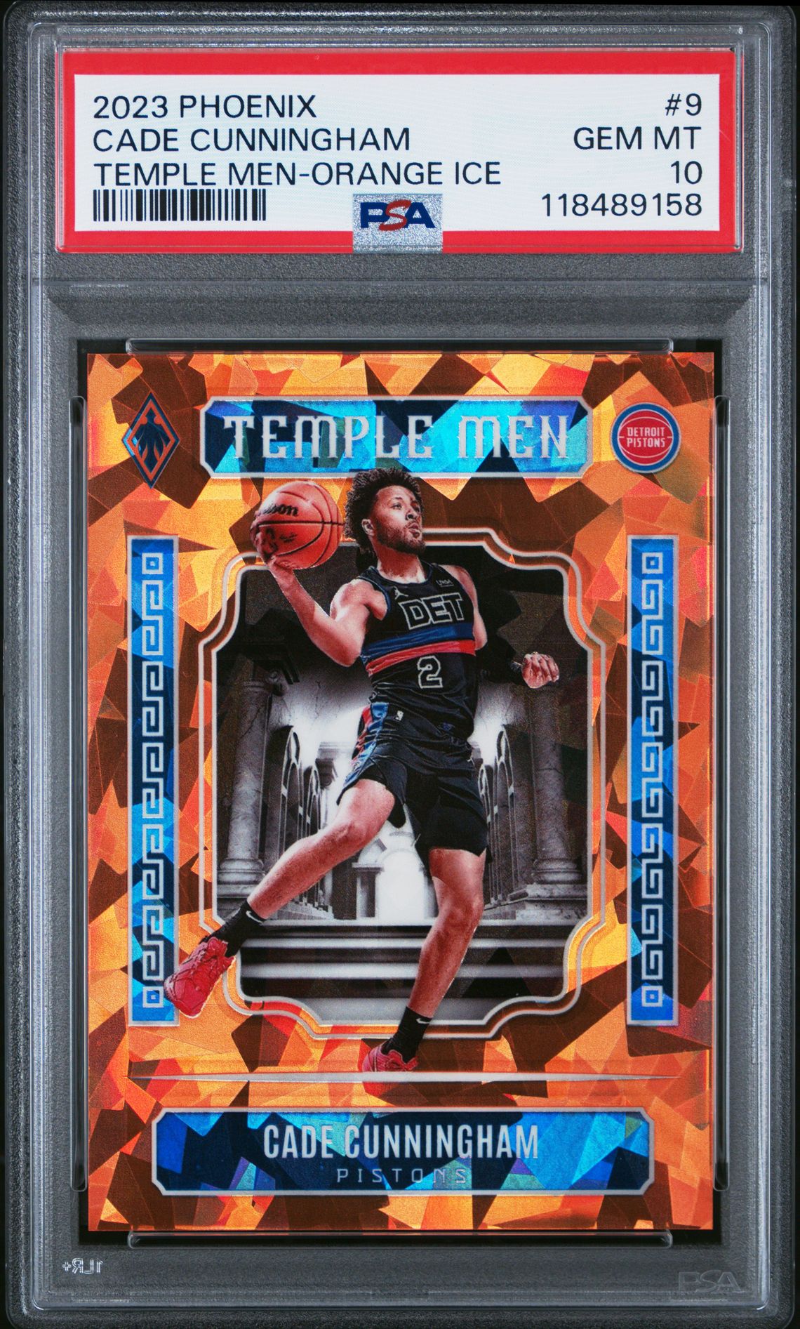 2023 Panini Phoenix Temple Men Cade Cunningham #9 (Temple Men-Orange Ice) Gem Mt 10 front