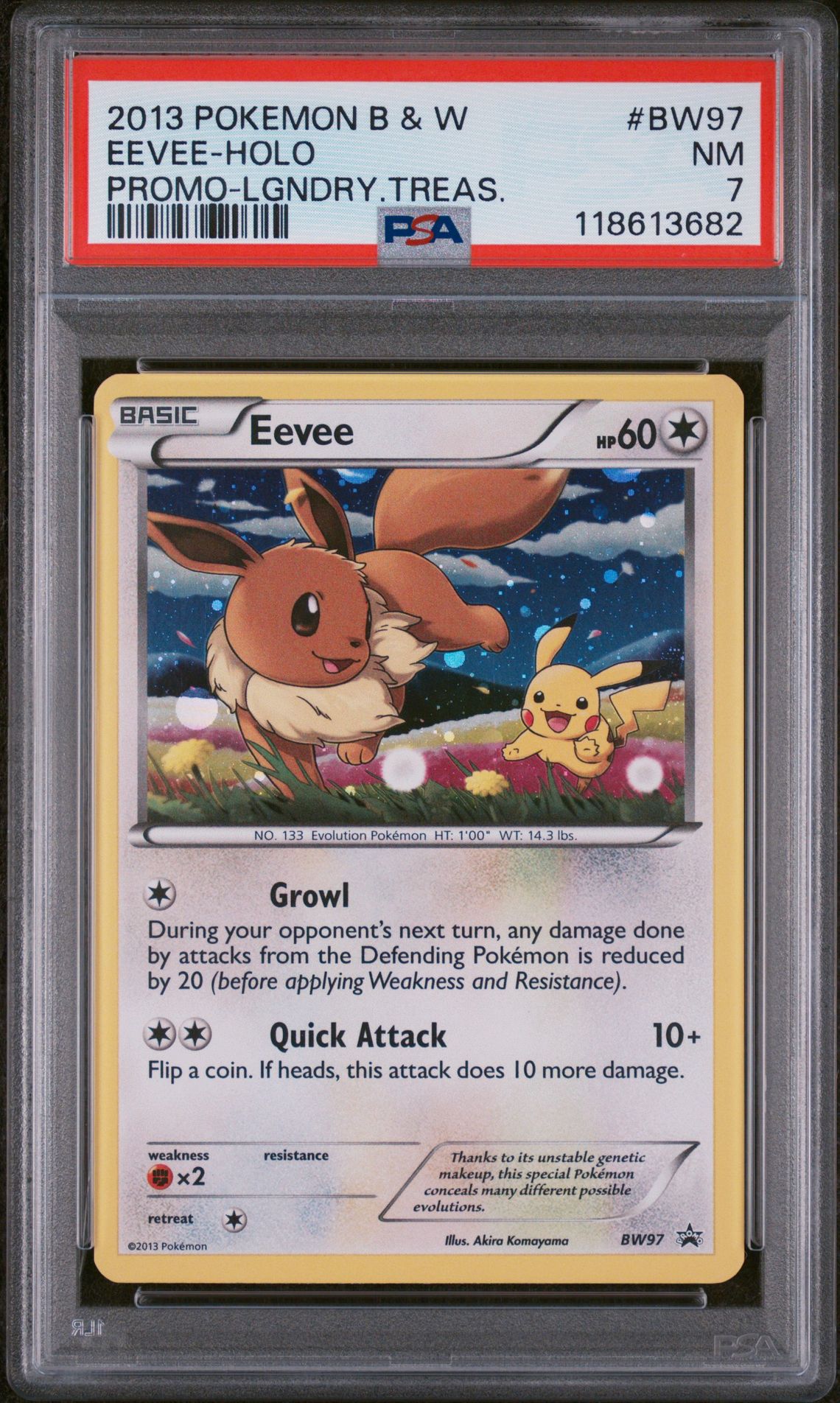 2013 Pokemon POKEMON BLACK & WHITE PROMO LGNDRY.TREAS. #BW97 Eevee-Holo front