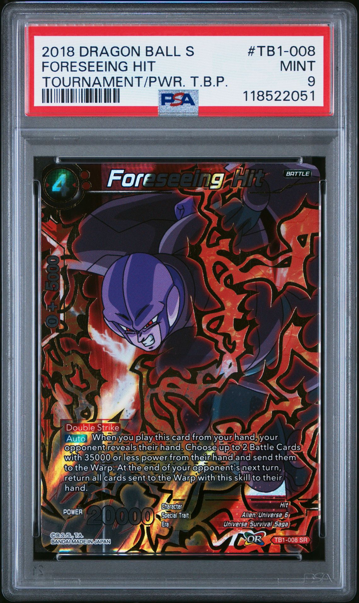 2018 Dragon Ball DRAGON BALL SUPER CARD GAME THEMED BOOSTER 1 TOURNAMENT OF POWER TOURNAMENT/PWR. T.B.P. #TB1-008 Foreseeing Hit front
