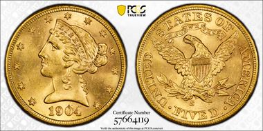 1904-S $5 MS64