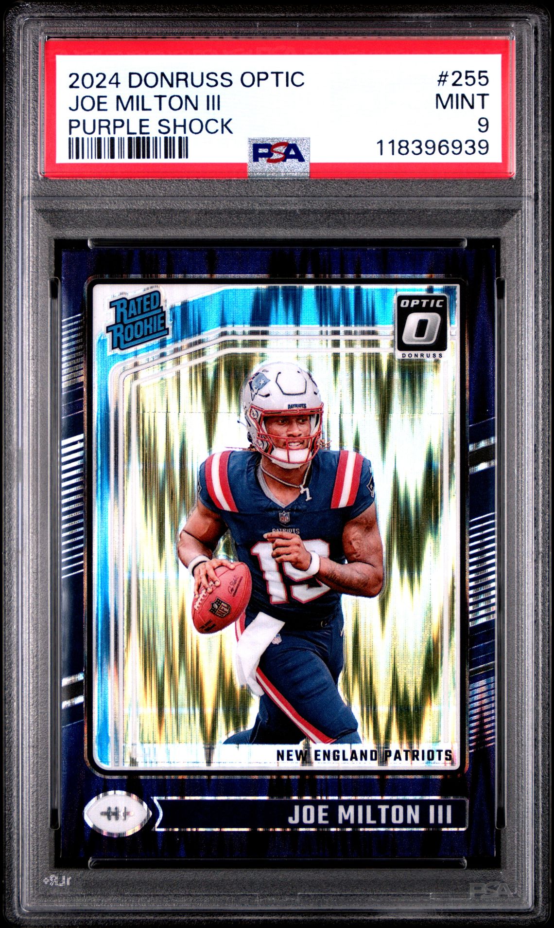 2024 Panini Donruss Optic Joe Milton Iii #255 (Purple Shock) Mint 9 front