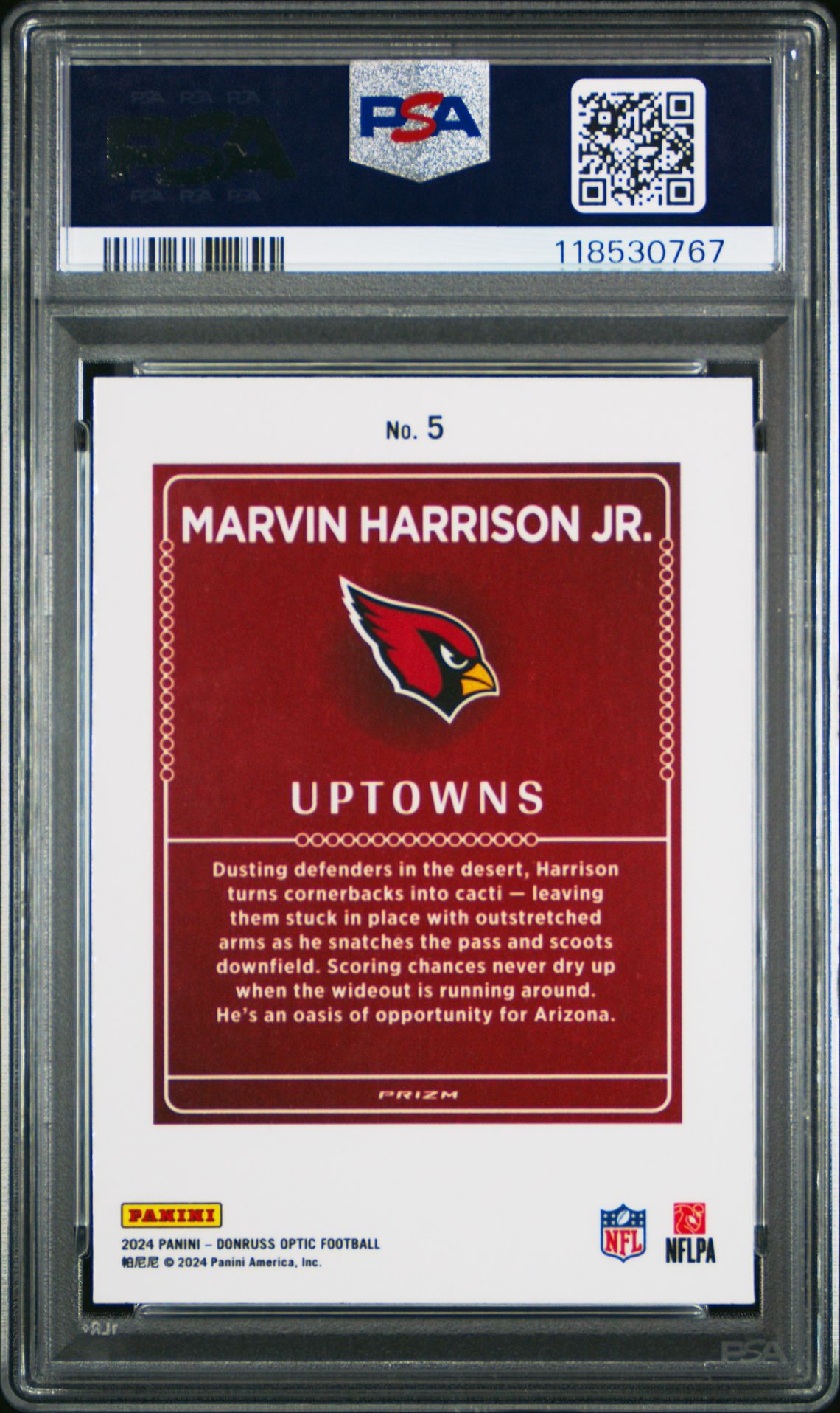 2024 Panini Donruss Optic Uptowns Marvin Harrison Jr. #5 Gem Mt 10 back