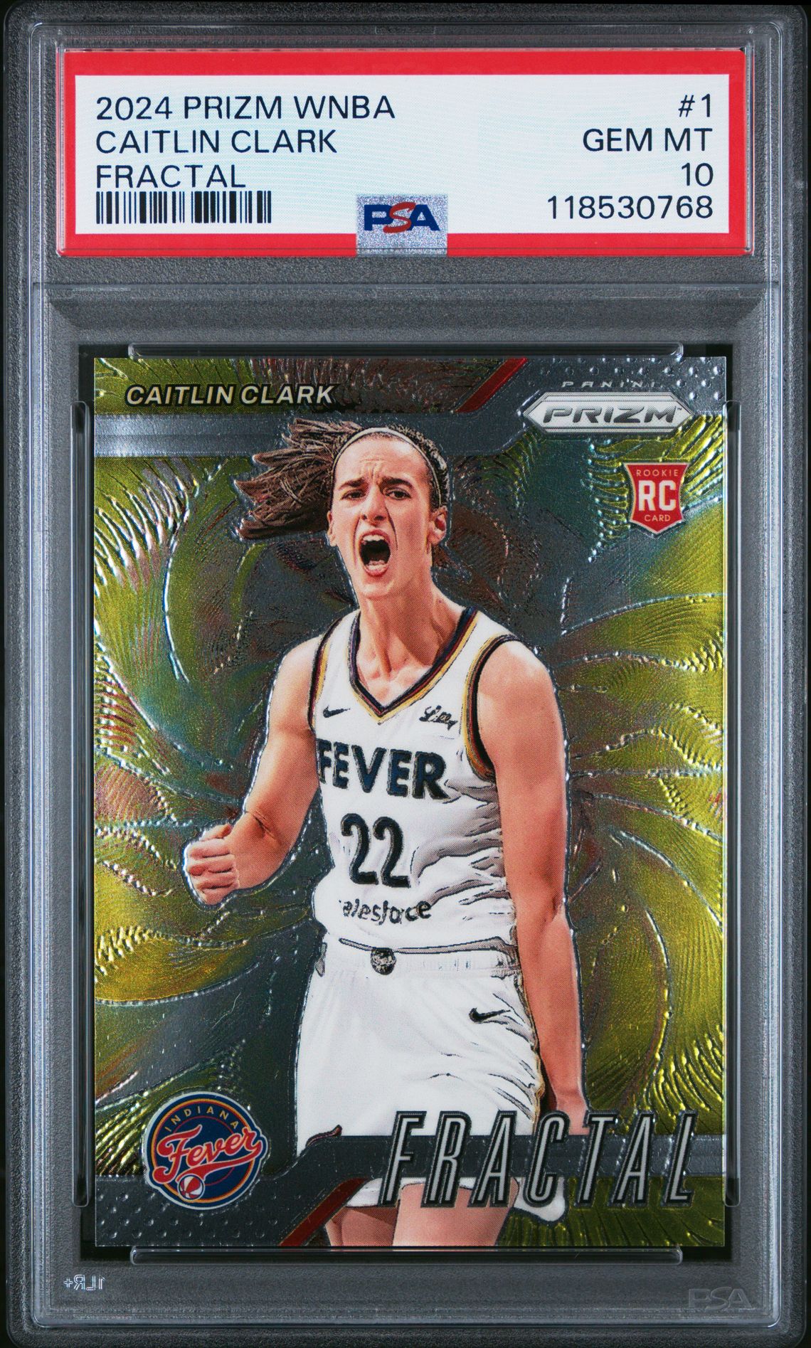 2024 Panini Prizm Wnba Fractal Caitlin Clark #1 Gem Mt 10 front
