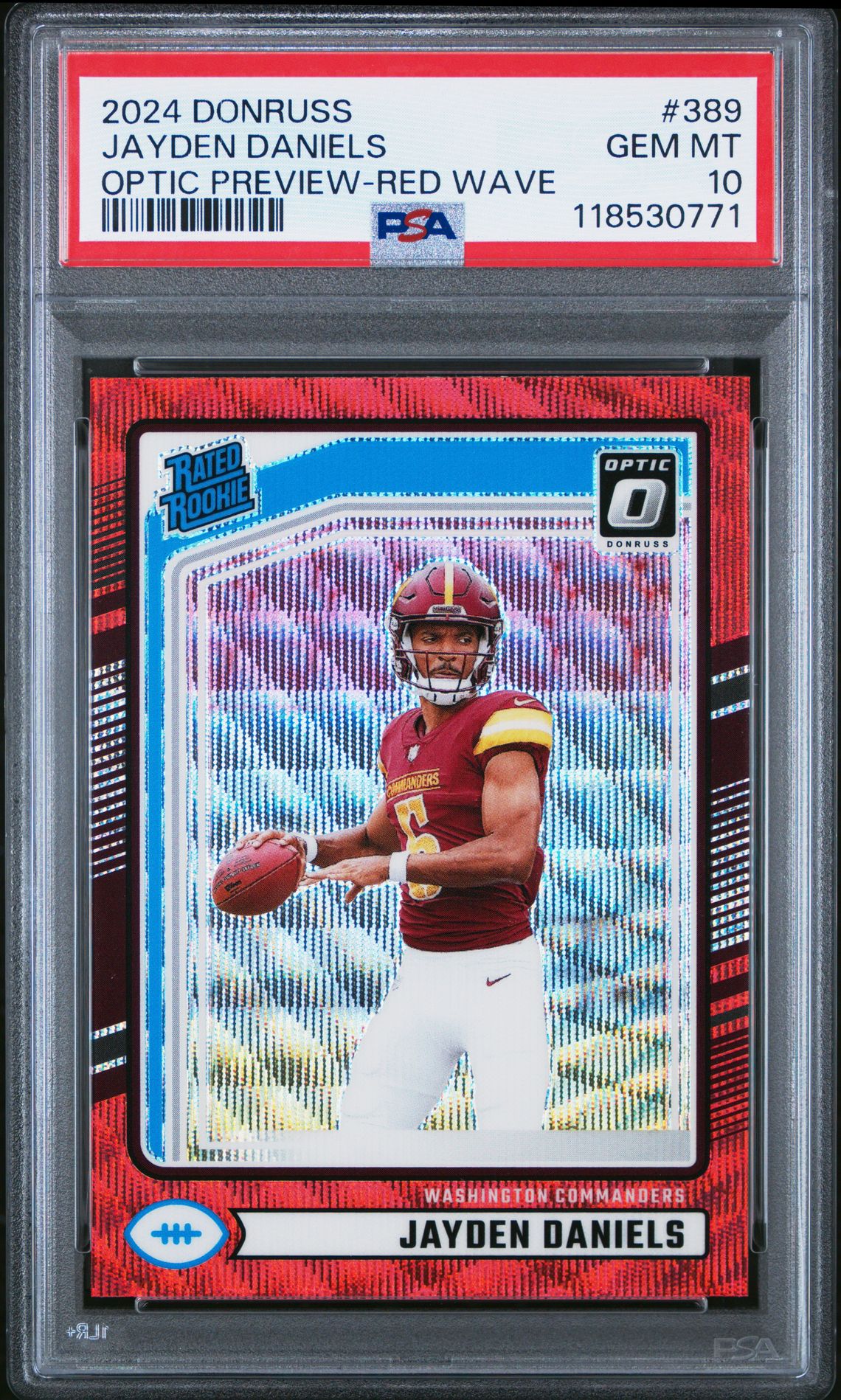 2024 Panini Donruss Jayden Daniels #389 (Optic Preview-Red Wave) Gem Mt 10 front