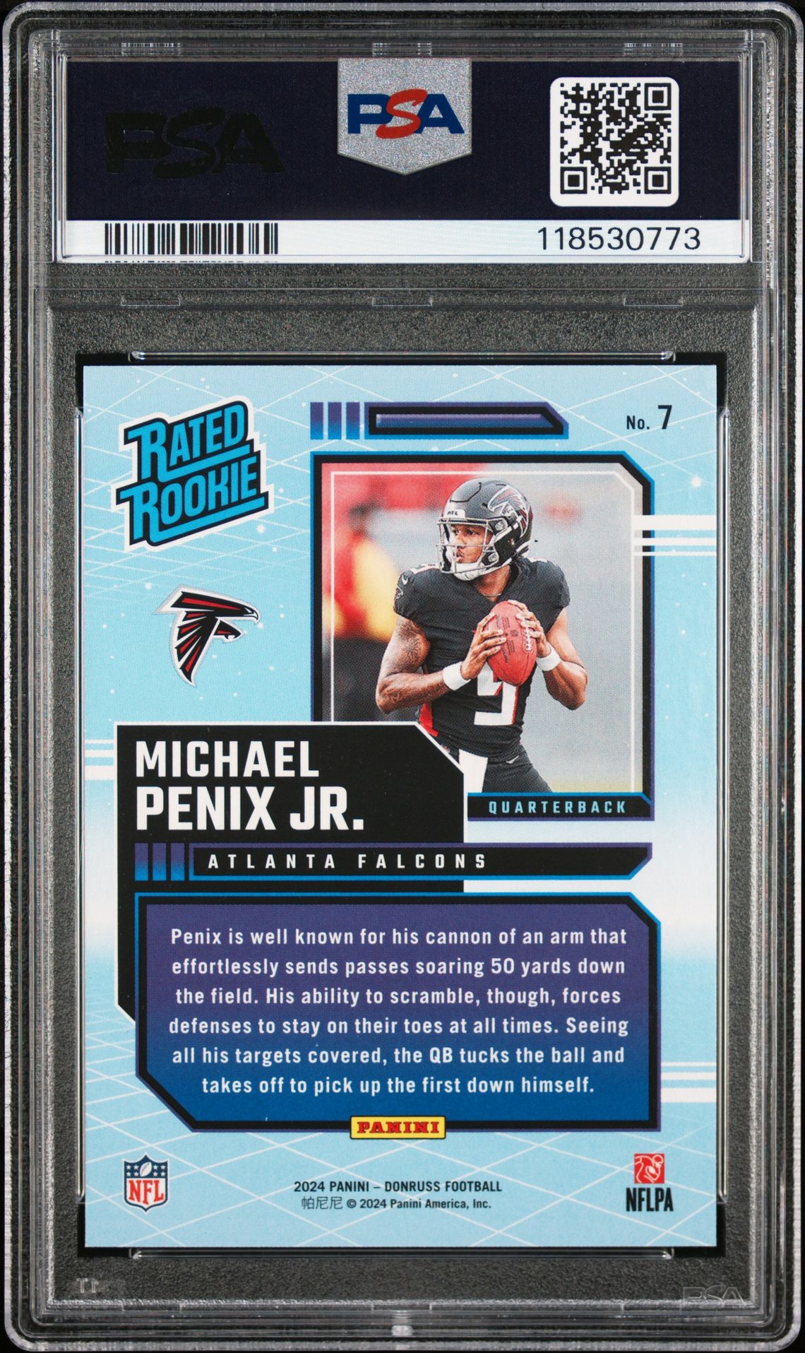 2024 Panini Donruss Rated Rookies Retro Michael Penix Jr. #7 Gem Mt 10 back