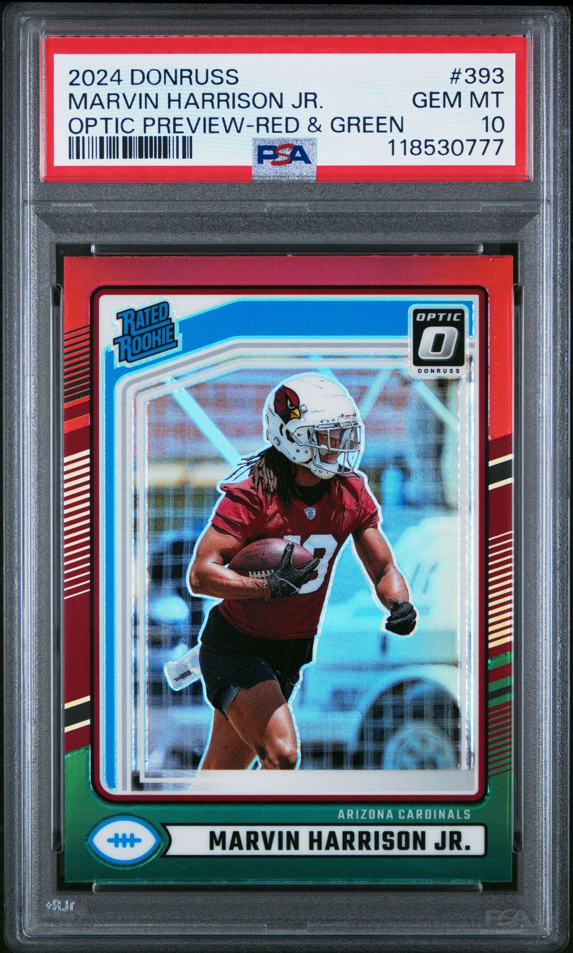 2024 Panini Donruss Marvin Harrison Jr. #393 (Optic Preview-Red & Green) Gem Mt 10 front