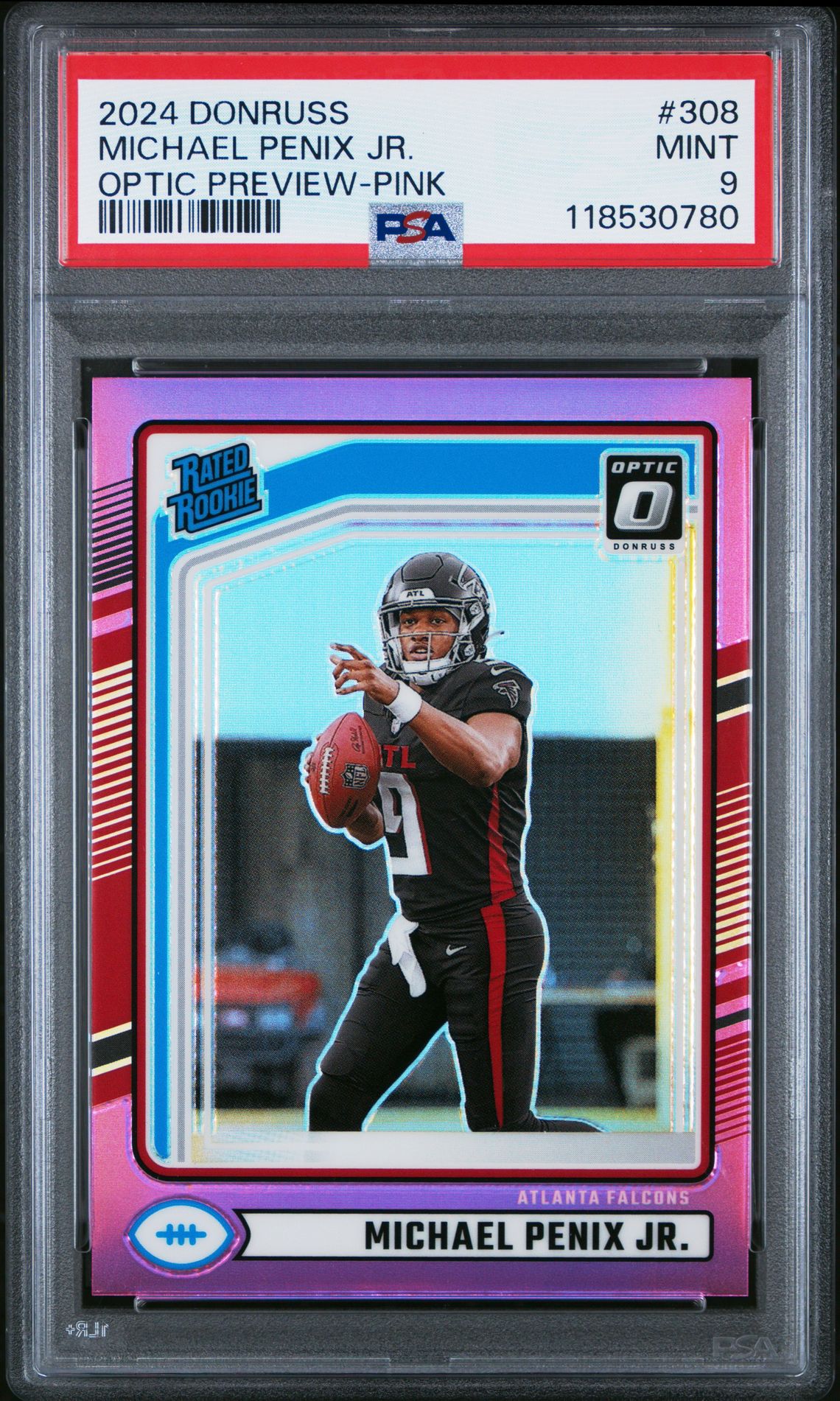 2024 Panini Donruss Michael Penix Jr. #308 (Optic Preview-Pink) Mint 9 front
