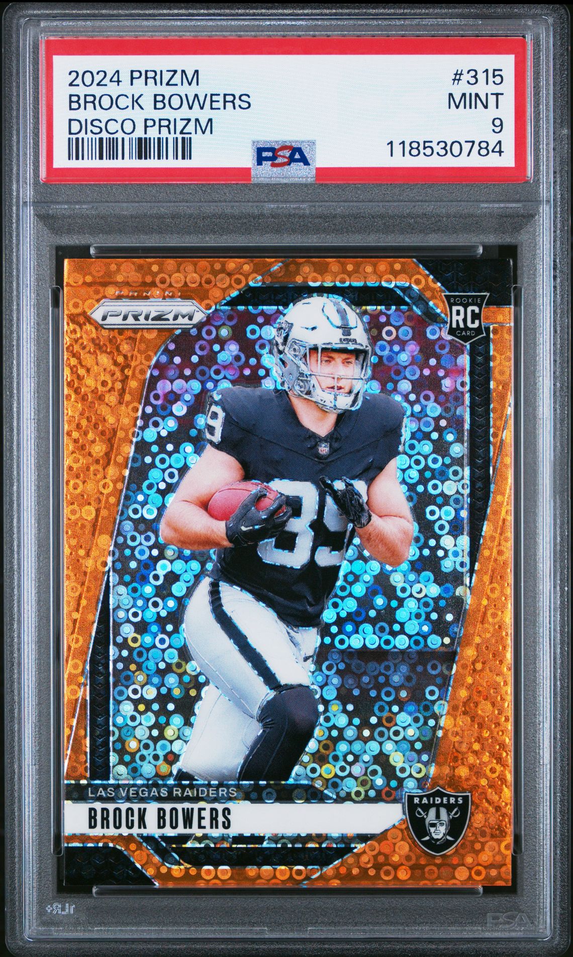 2024 Panini Prizm Brock Bowers #315 (Disco Prizm) Mint 9 front