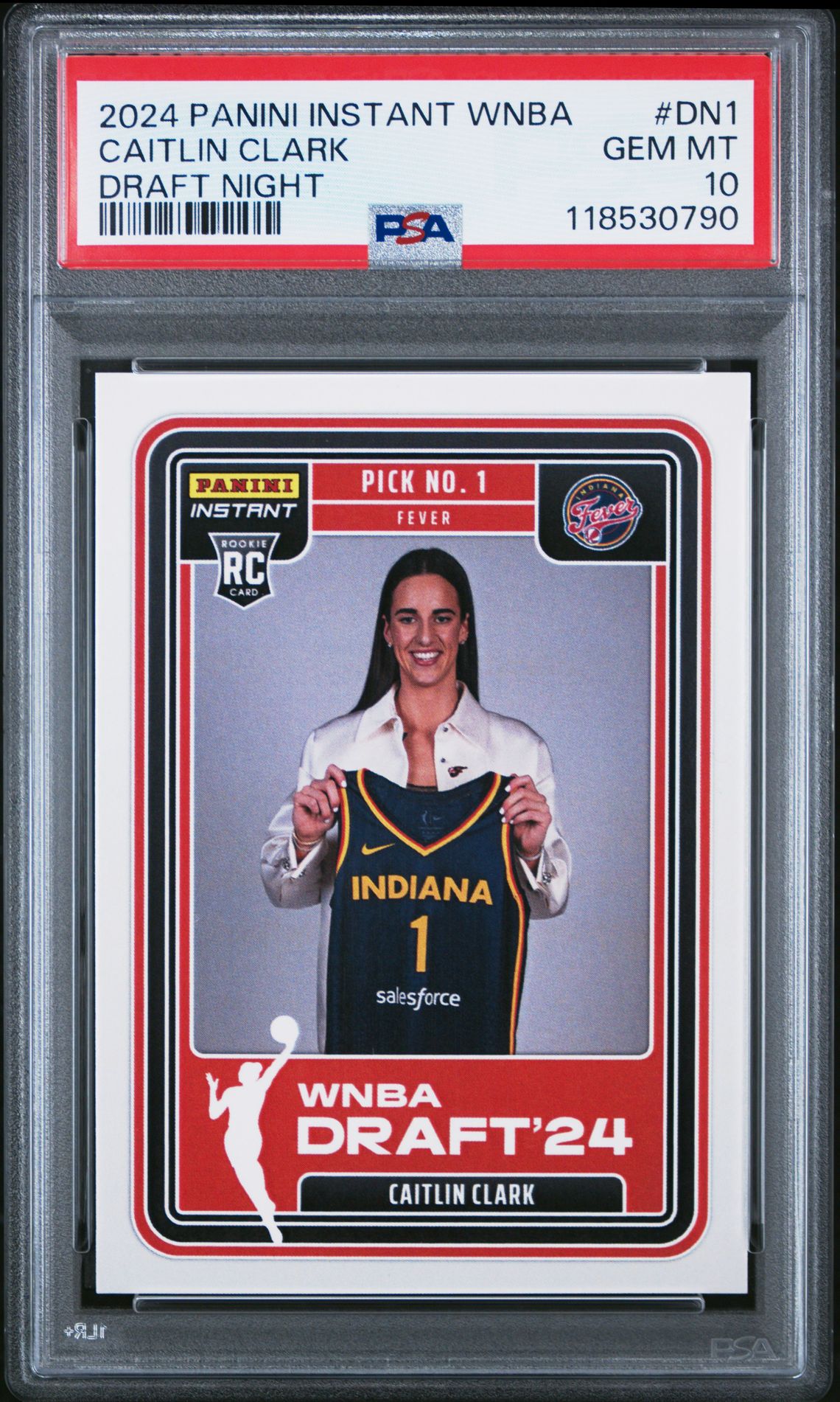 2024 Panini Instant Wnba Draft Night Caitlin Clark #Dn1 Gem Mt 10 front
