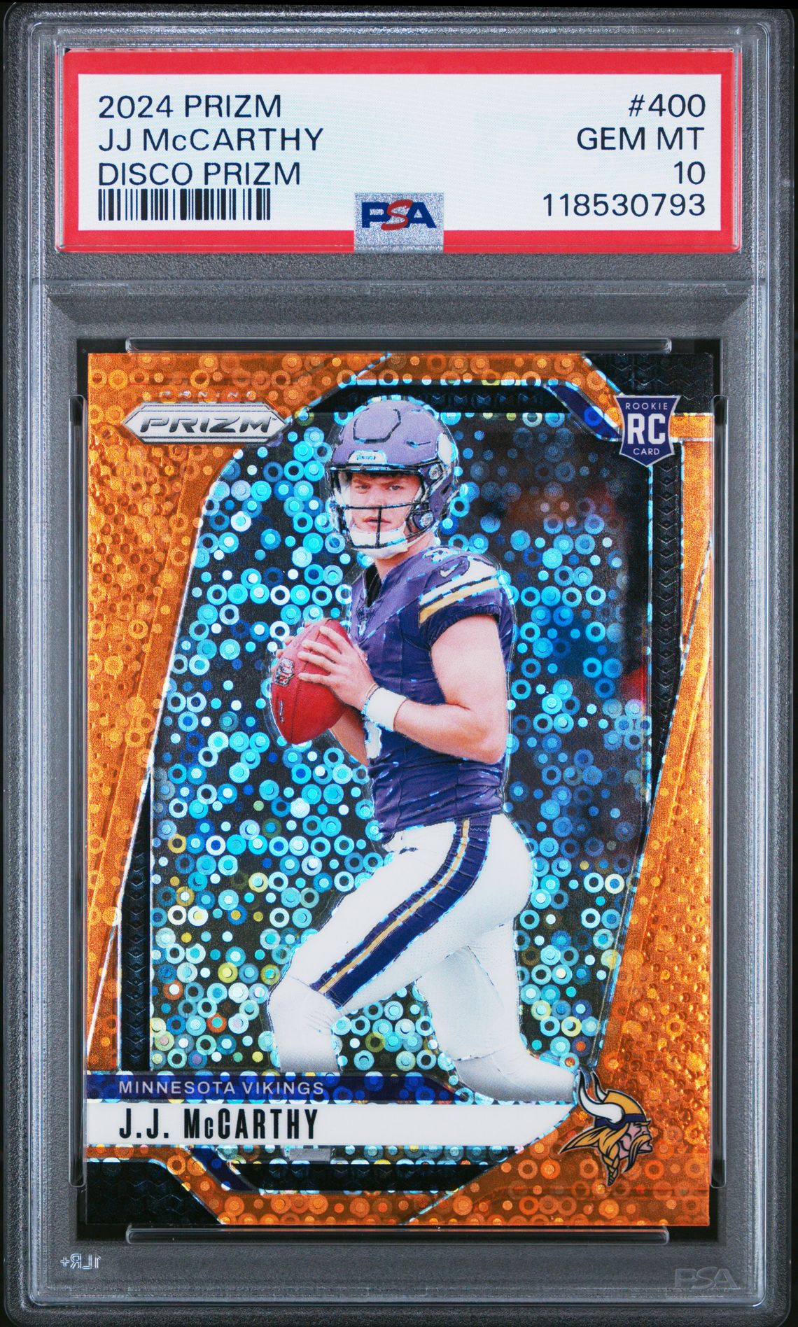 2024 Panini Prizm Jj Mccarthy #400 (Disco Prizm) Gem Mt 10 front