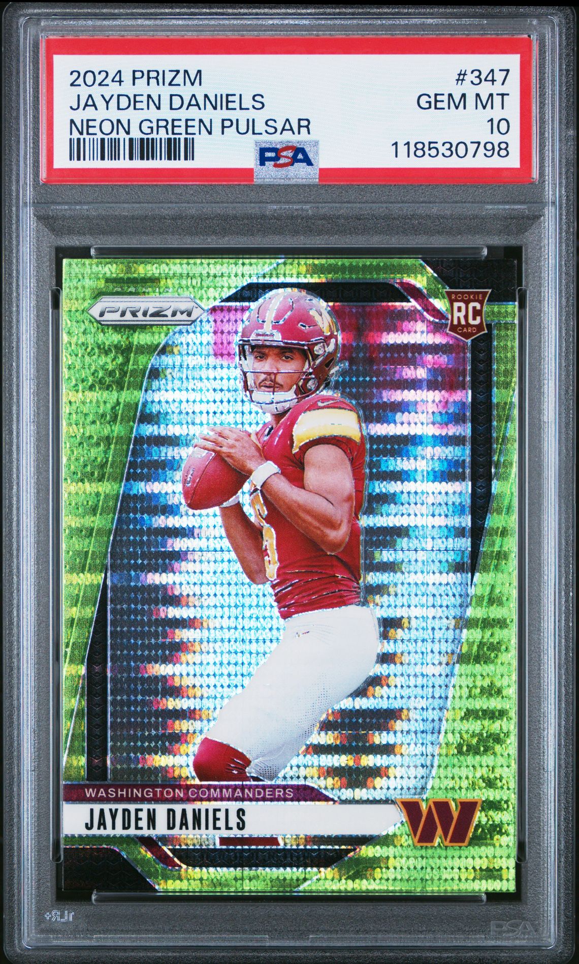 2024 Panini Prizm Jayden Daniels #347 (Neon Green Pulsar) Gem Mt 10 front