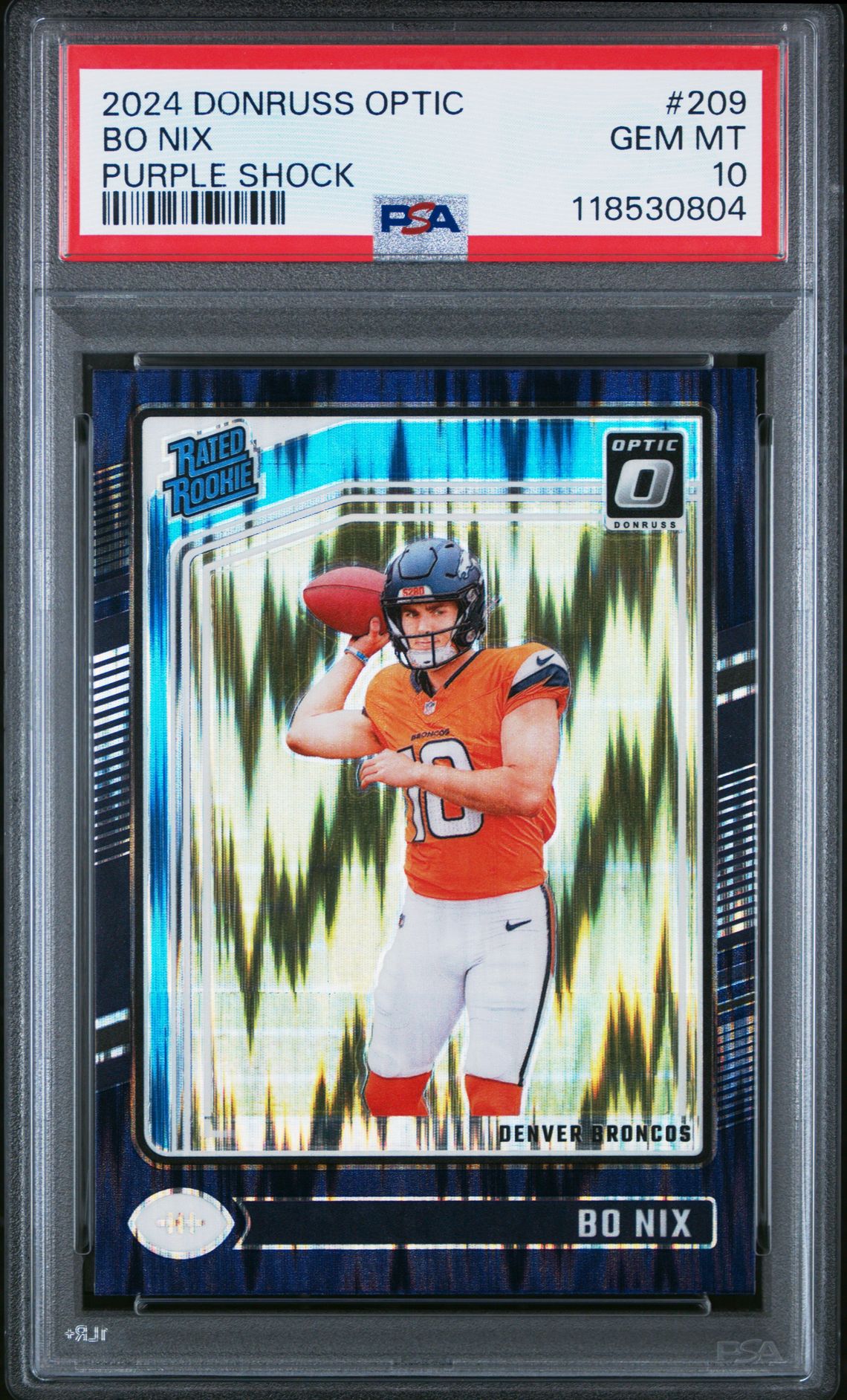2024 Panini Donruss Optic Bo Nix #209 (Purple Shock) Gem Mt 10 front