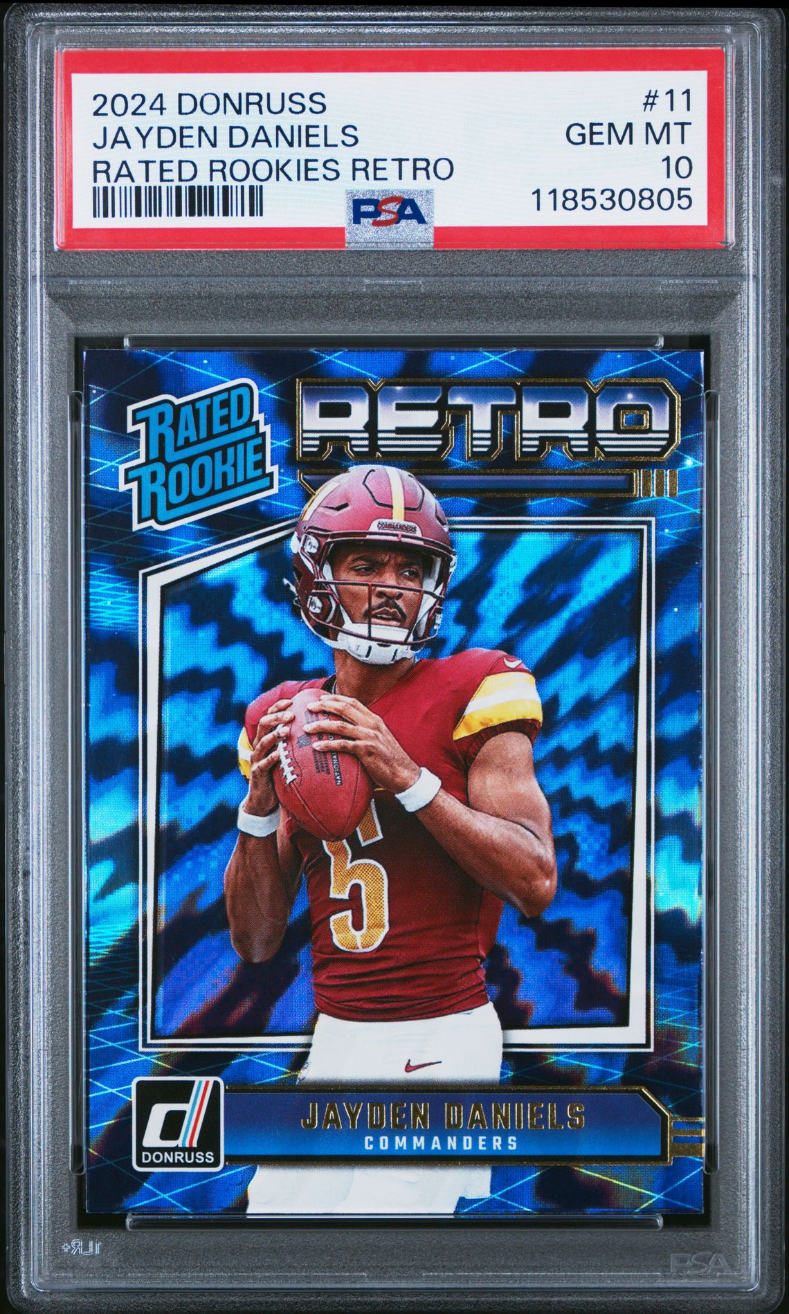 2024 Panini Donruss Rated Rookies Retro Jayden Daniels #11 Gem Mt 10 front