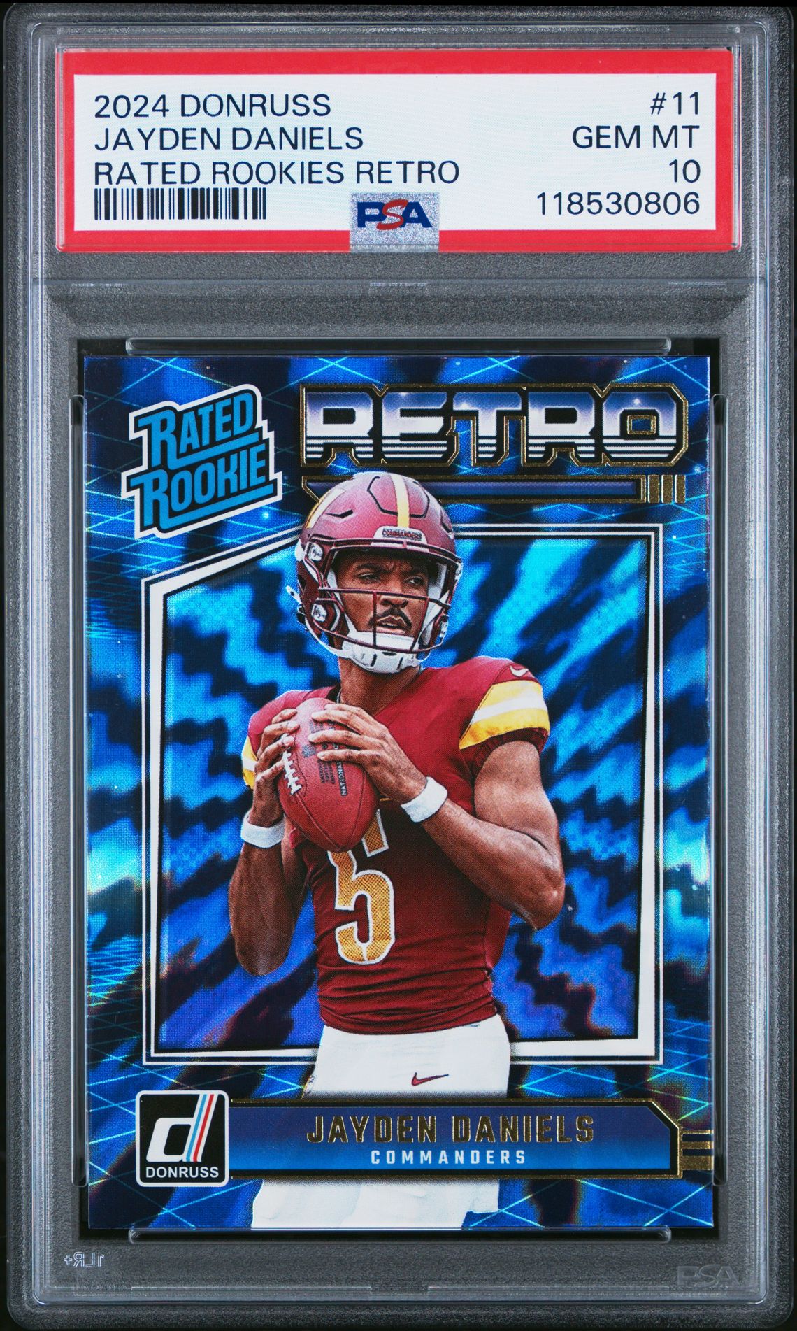 2024 Panini Donruss Rated Rookies Retro Jayden Daniels #11 Gem Mt 10 front